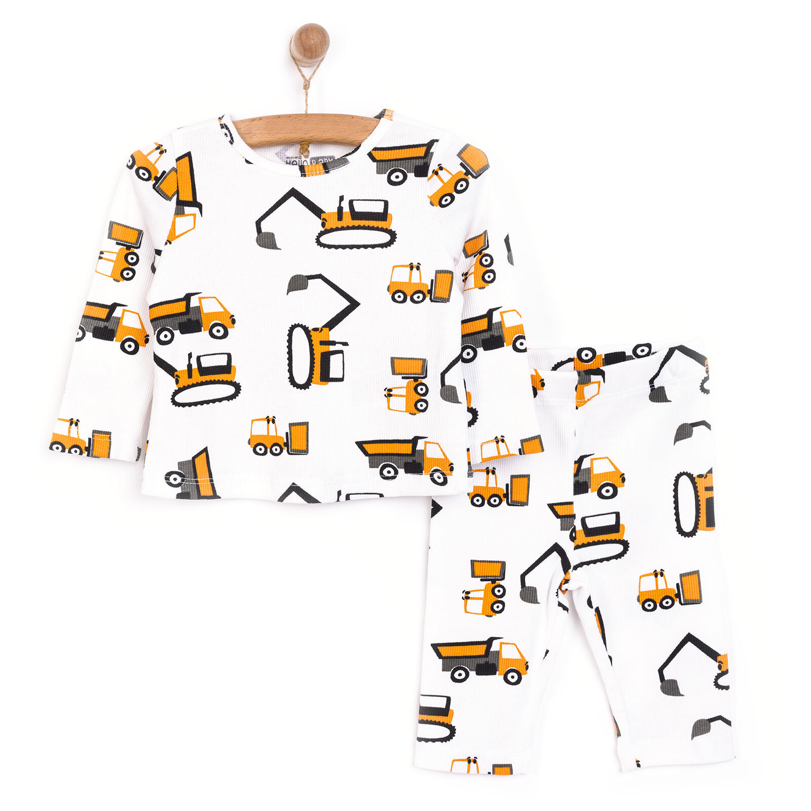 Erkek Bebek Pijama Takım Kaşkorse İş Makine Desen Bisiklet Yaka Uzun Kol Ekru Erkek Bebek Pijama Takım Kaşkorse İş Makine Desen Bisiklet Yaka Uzun Kol Ekru