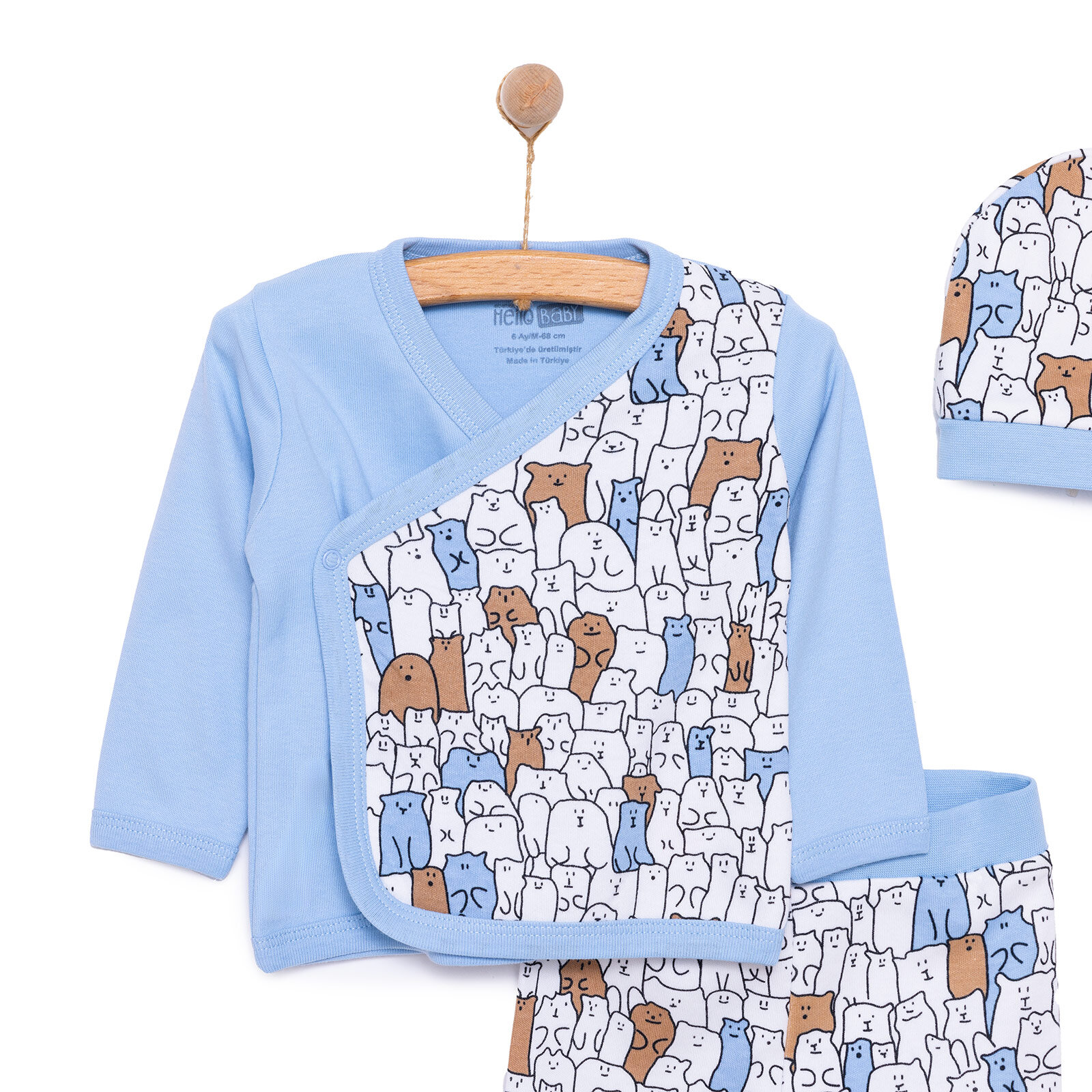 Erkek Zıbın-Şapka-Patikli Alt Erkek Bebek