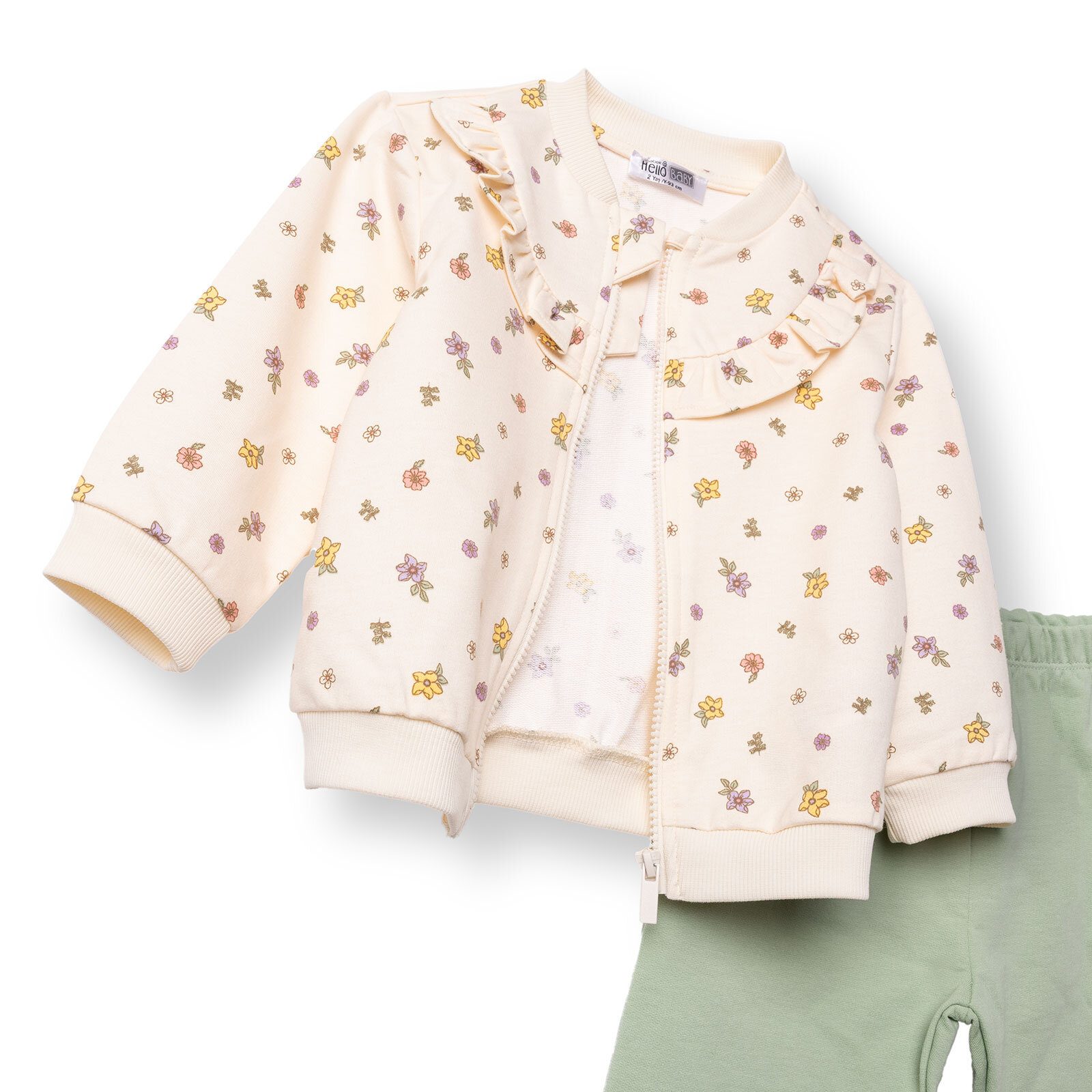 Kız Bebek Eşofman Takımı İki İplik Bisiklet Yaka Uzun Kol Reçme Paça