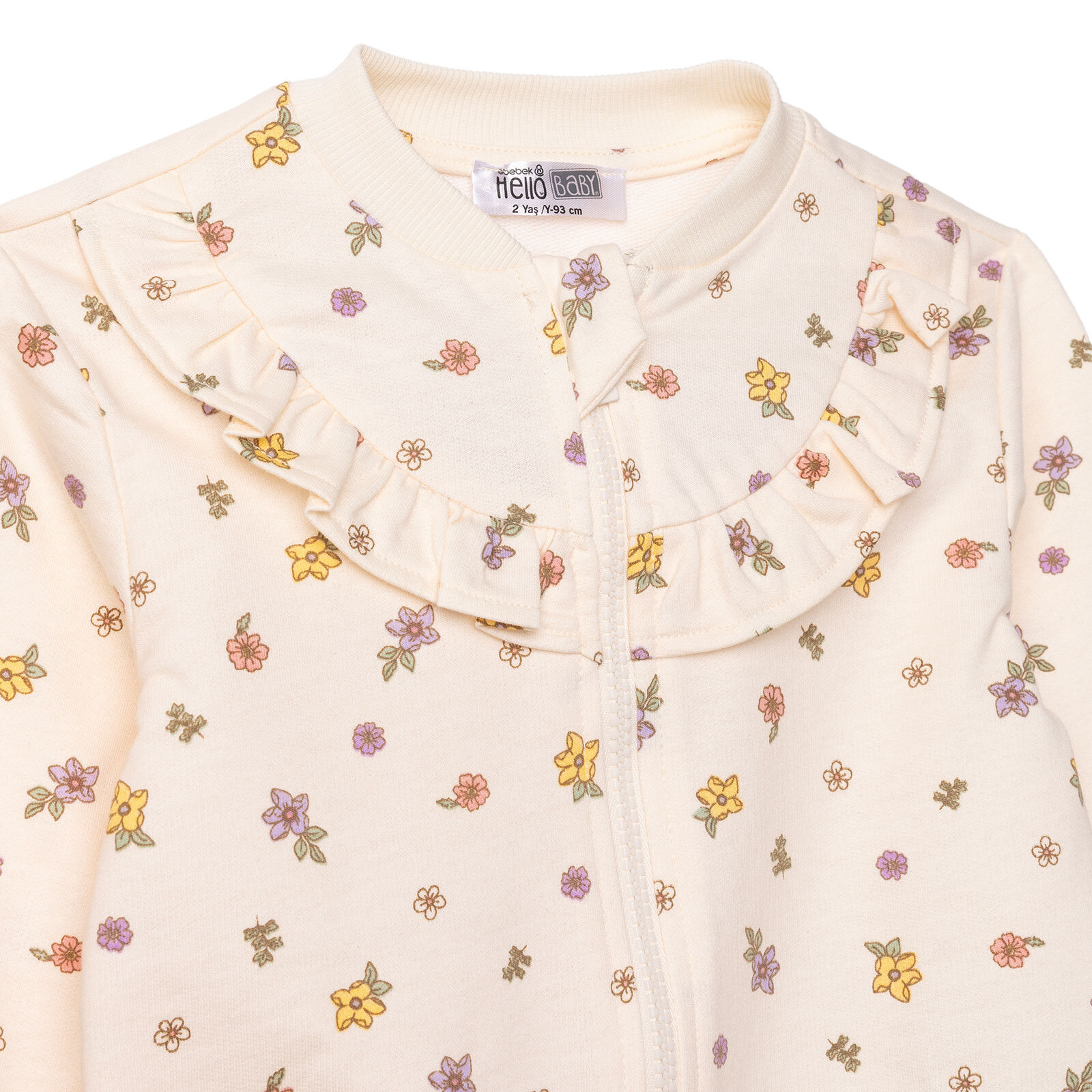 Kız Bebek Eşofman Takımı İki İplik Bisiklet Yaka Uzun Kol Reçme Paça