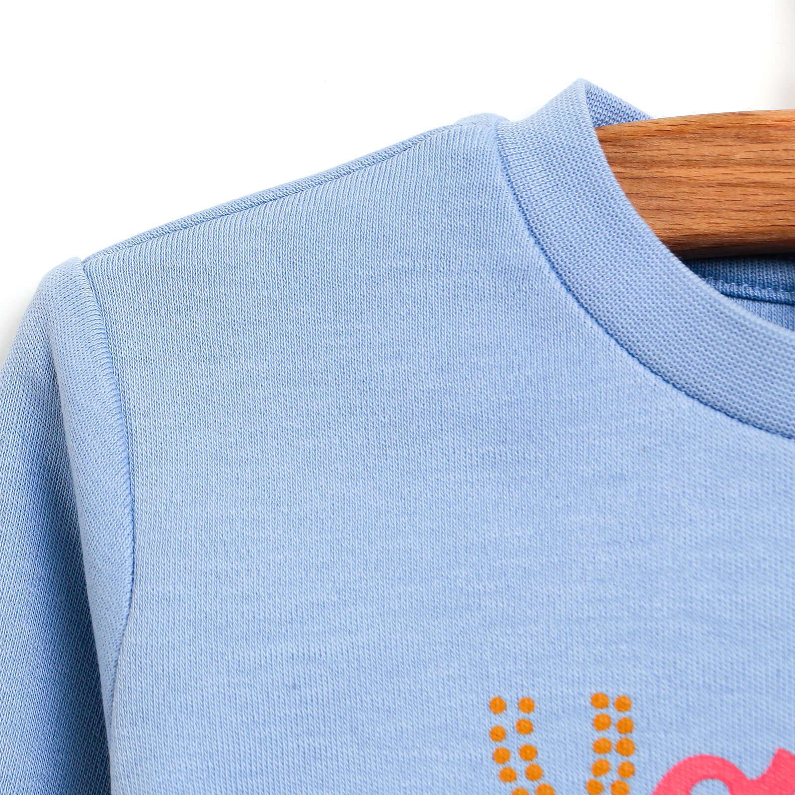 Kız Bebek Eşofman Takım İnterlok Kedi Temalı Bisiklet Yaka Uzun Kol Açık Mavi