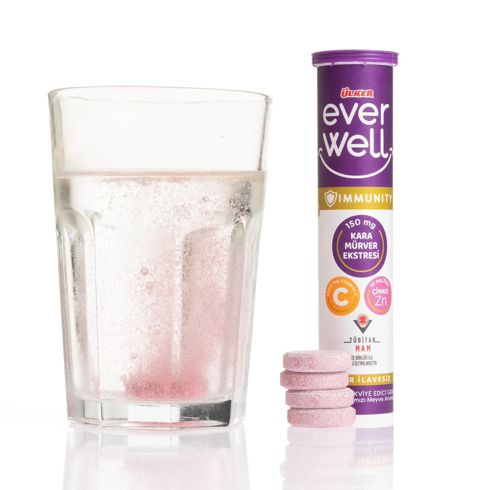 Everwell Kara Mürver Vitamin C, Çinko Efervesan Tablet 15 Adet