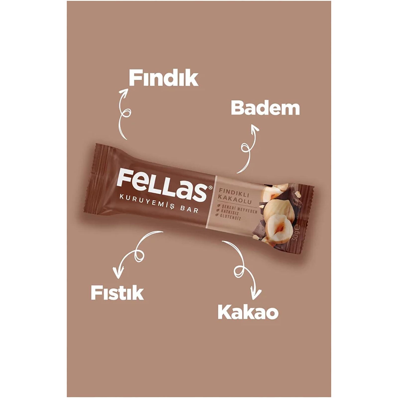 Fındıklı Kakaolu Kuruyemiş Bar 30g