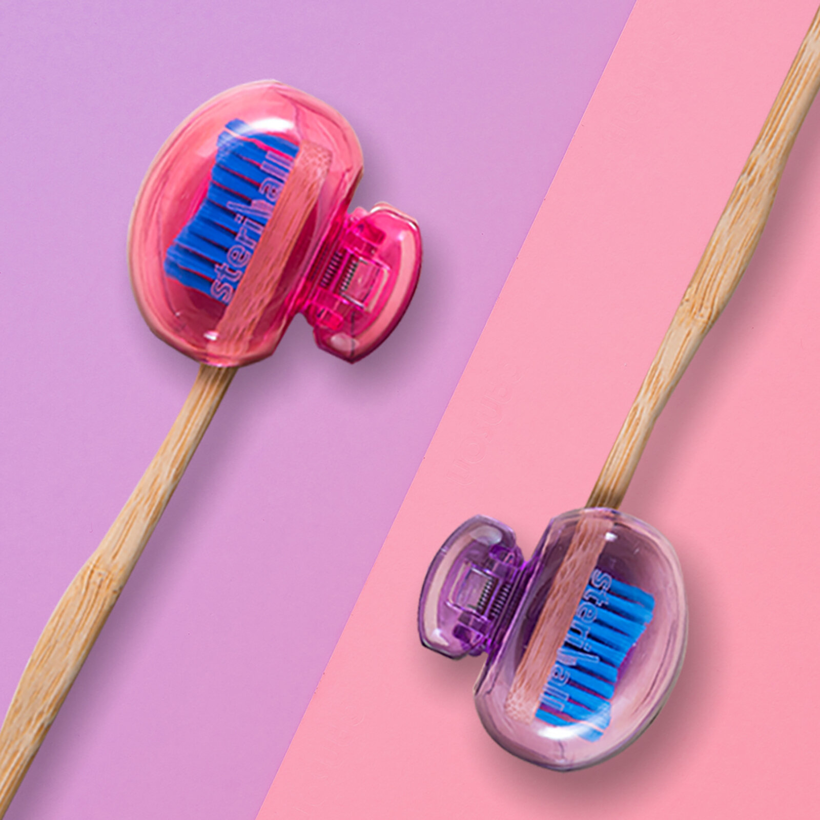 Bebek Antibakteriyel Koruyuculu Diş Fırça Kabı- Pembe