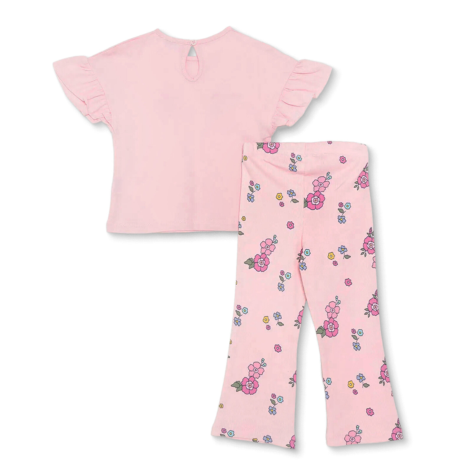 Kız Bebek Flower Garden Bluz - Tayt Bisiklet Yaka Kısa Kol Reçme Paça