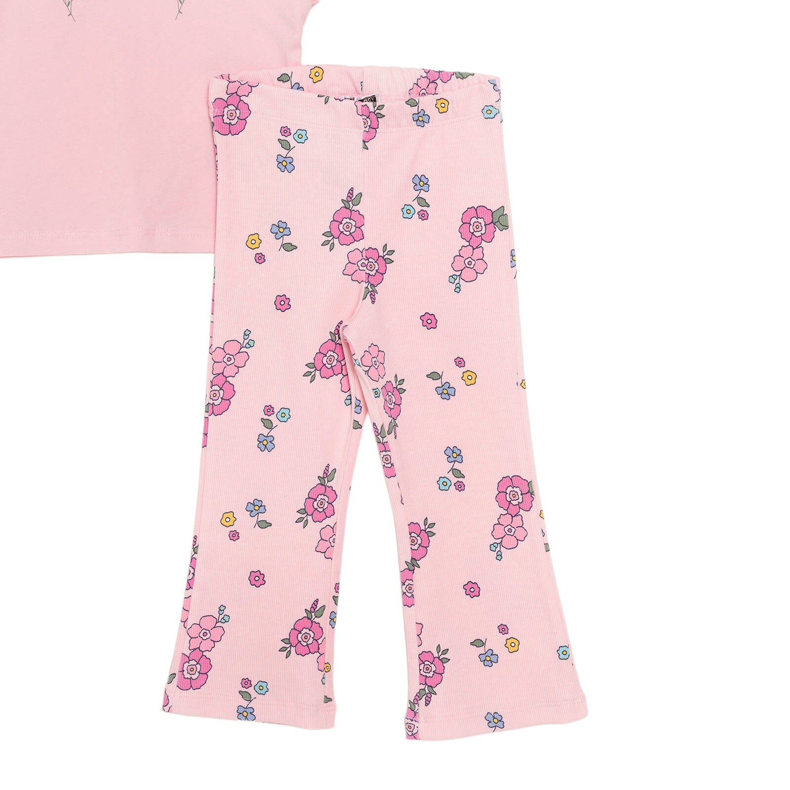 Kız Bebek Flower Garden Bluz - Tayt Bisiklet Yaka Kısa Kol Reçme Paça