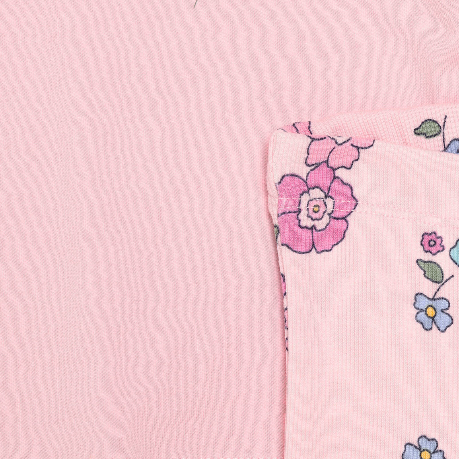 Kız Bebek Flower Garden Bluz - Tayt Bisiklet Yaka Kısa Kol Reçme Paça