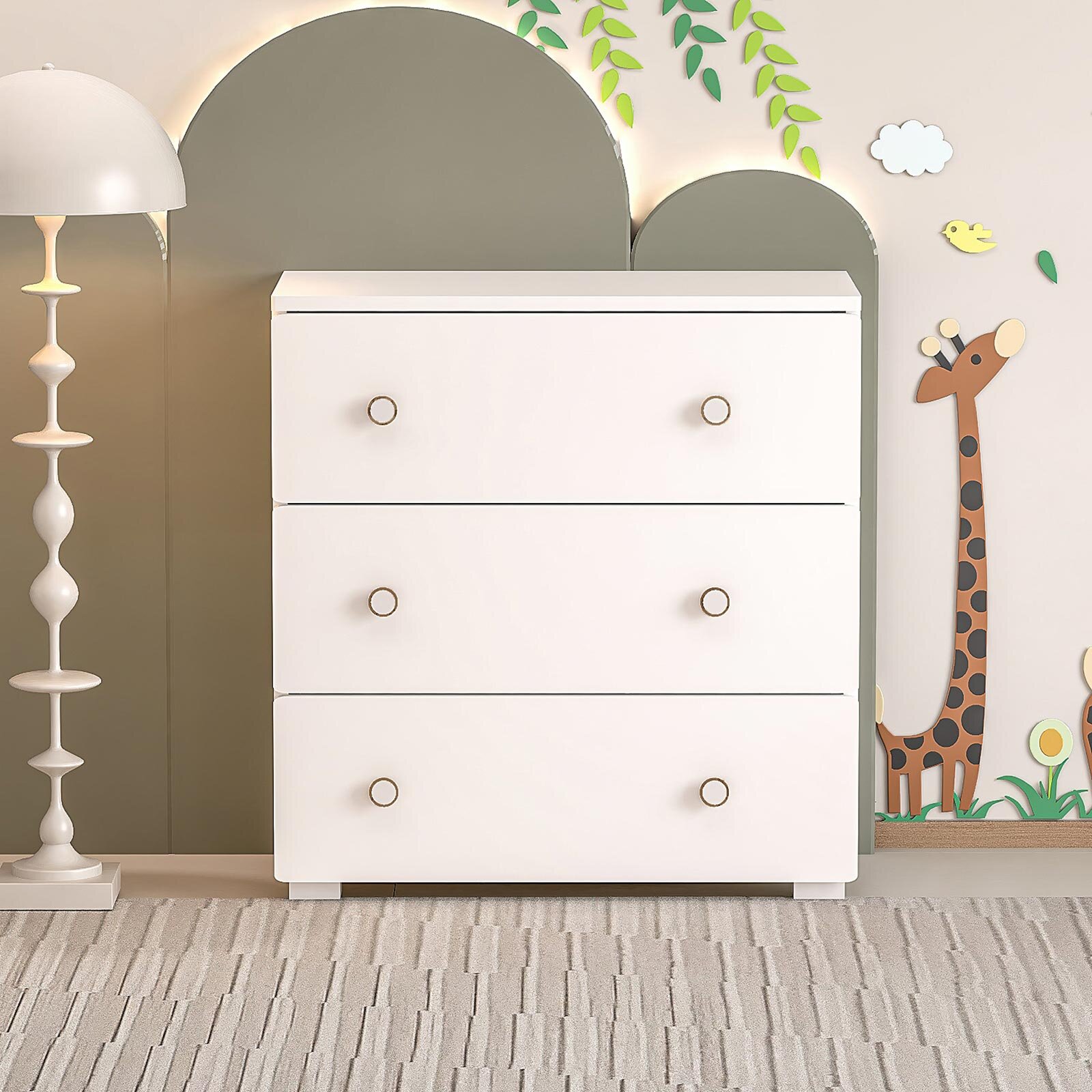 Ahşap 3 Çekmeceli Şifonyer Beyaz