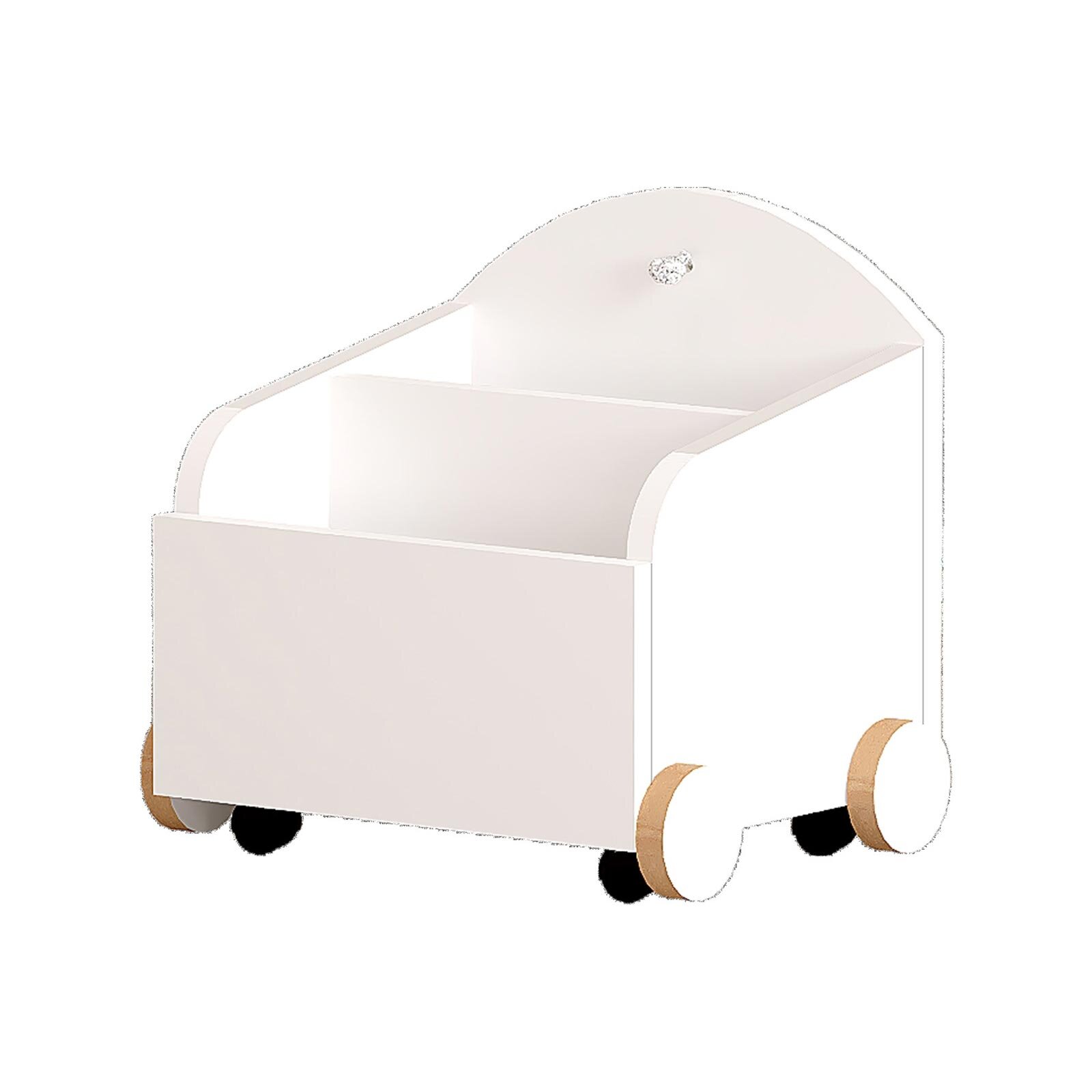 Ahşap Montessori Çocuk Araba Oyuncak Dolap Beyaz