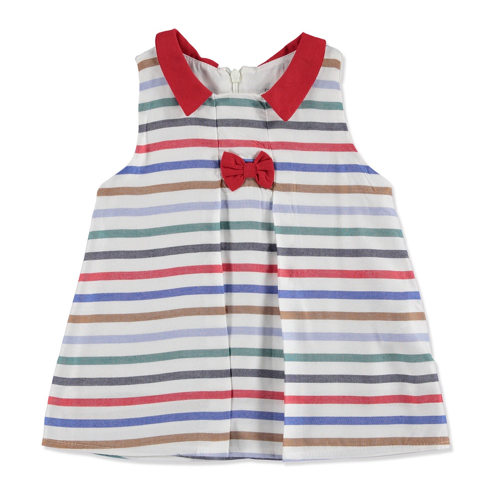 Yaz Kız Bebek Kırmızı Yakalı Pamuklu Atlet Reçme Bisiklet Yaka Tek Elbise