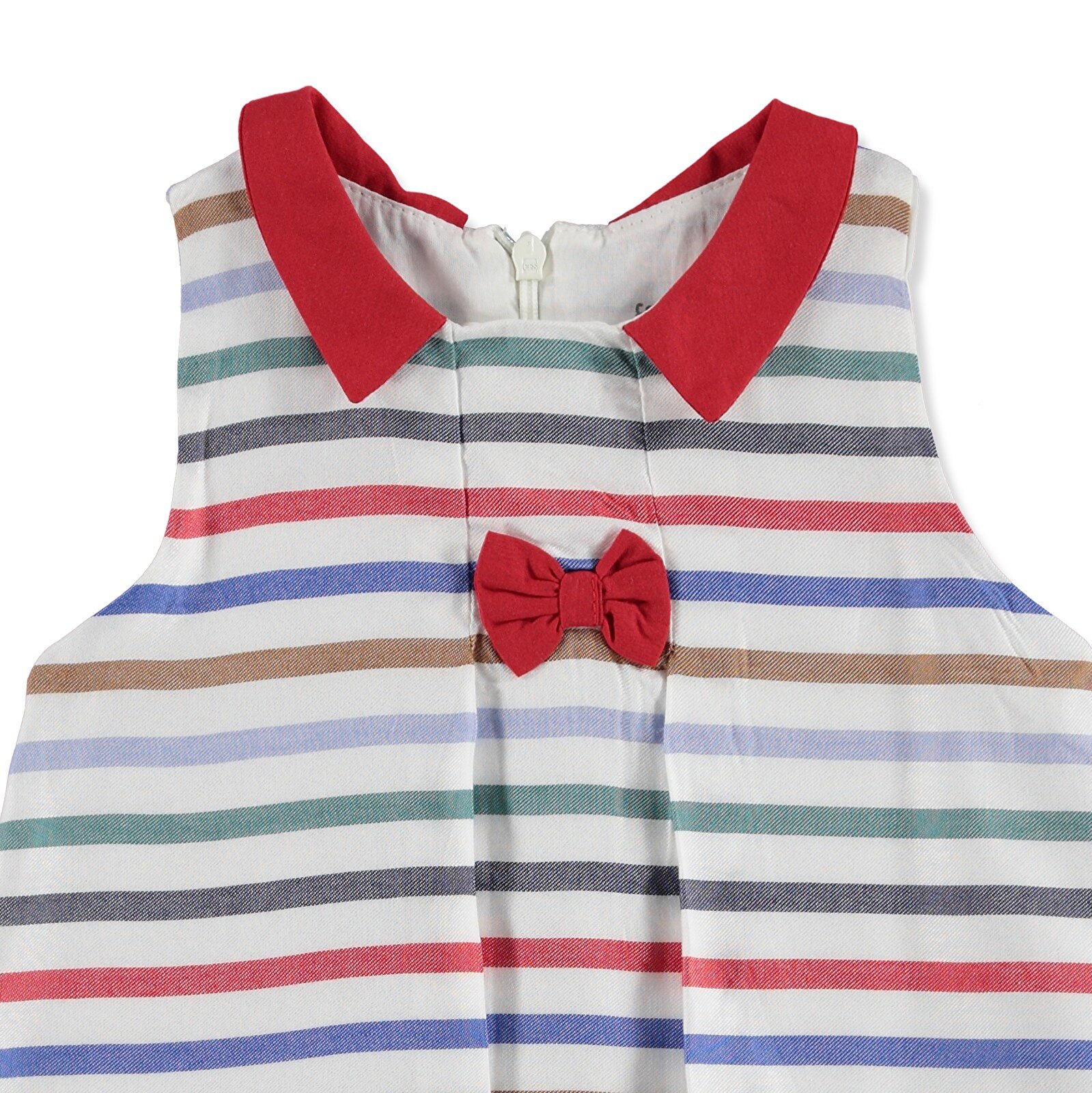 Yaz Kız Bebek Kırmızı Yakalı Pamuklu Atlet Reçme Bisiklet Yaka Tek Elbise
