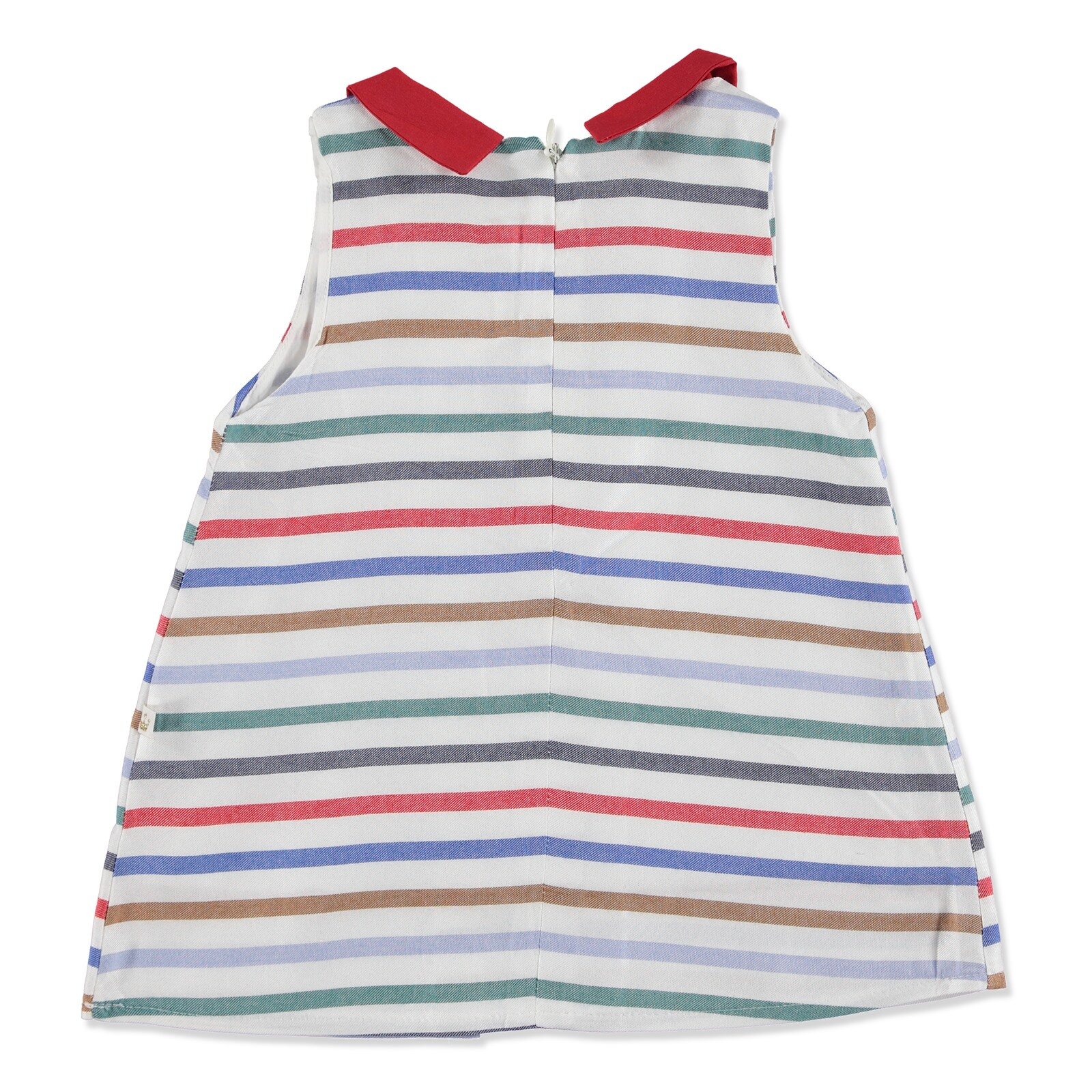 Yaz Kız Bebek Kırmızı Yakalı Pamuklu Atlet Reçme Bisiklet Yaka Tek Elbise