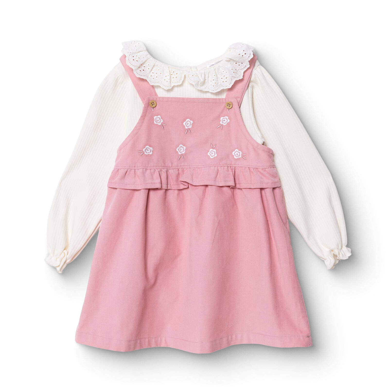 Kız Bebek Forest Flower Elbise Tshirt Kadife Uzun Kol