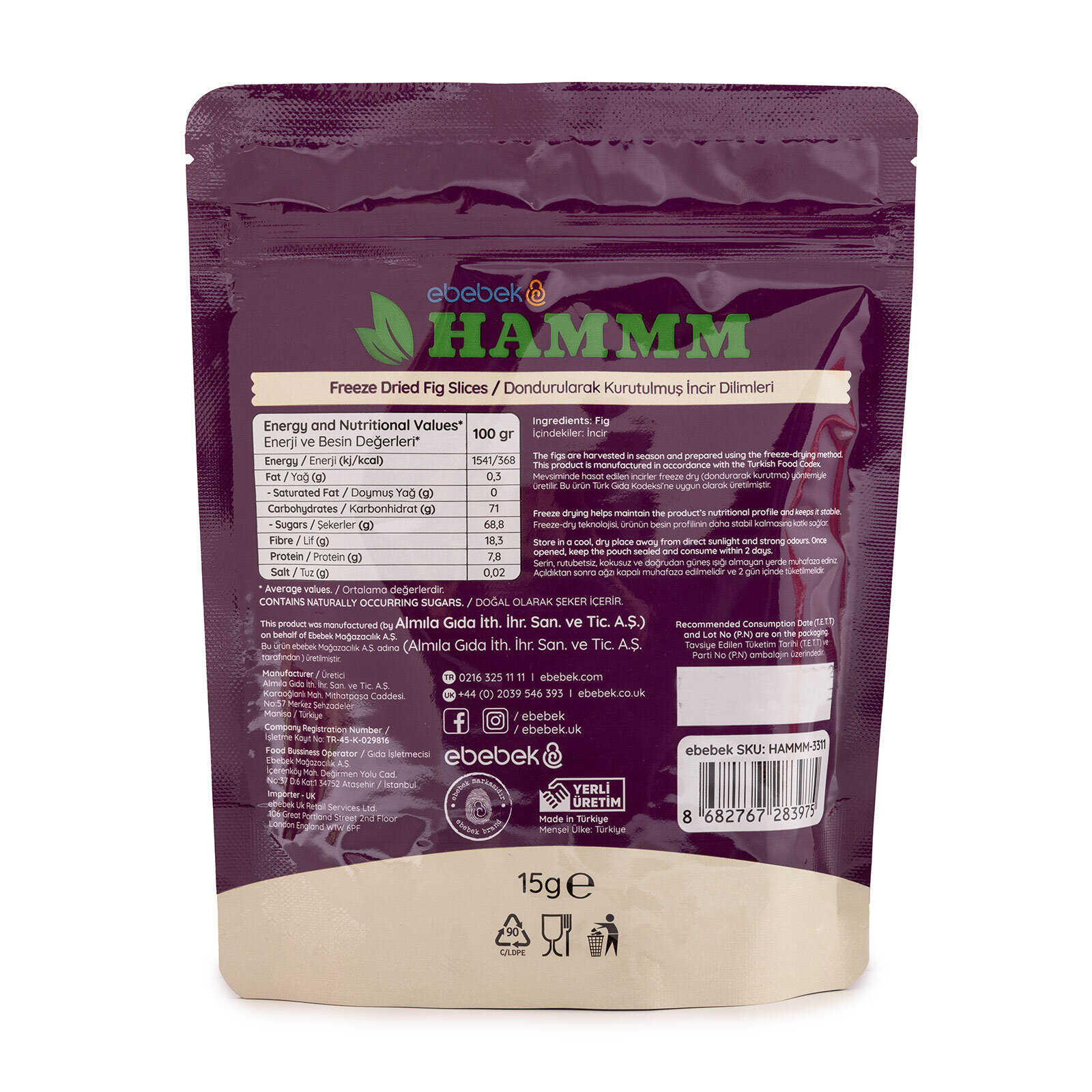 Freeze Dried İncir Dilimleri 15 gr