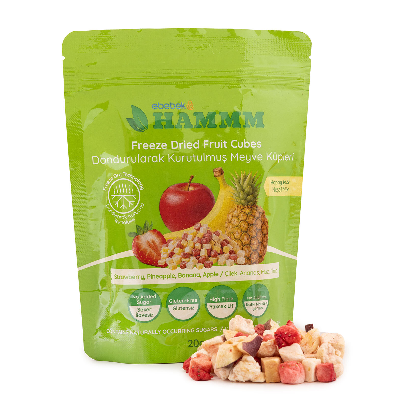 Freeze Dried Happy Mix Çilek Ananas Muz Elma 20gr