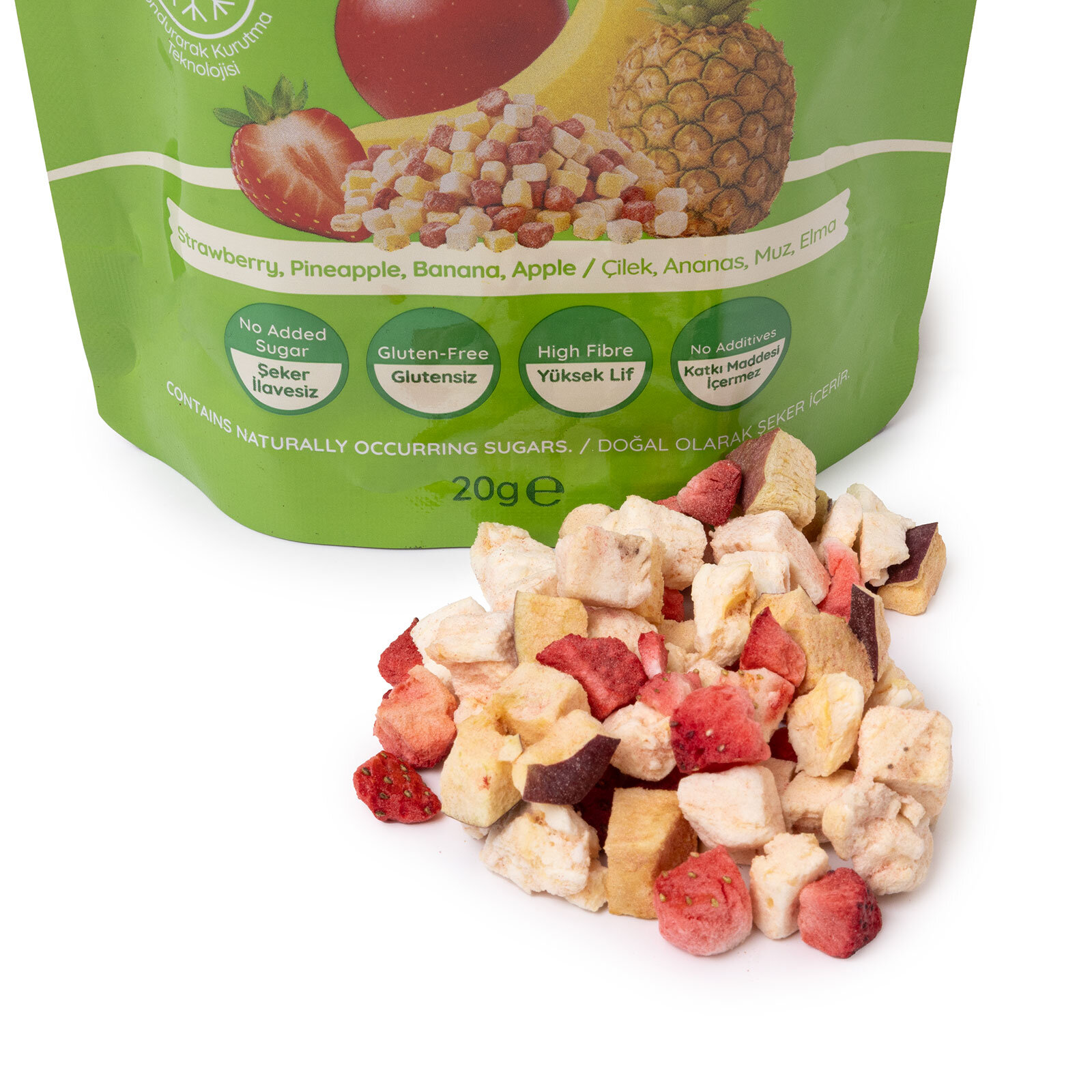 Freeze Dried Happy Mix Çilek Ananas Muz Elma 20gr
