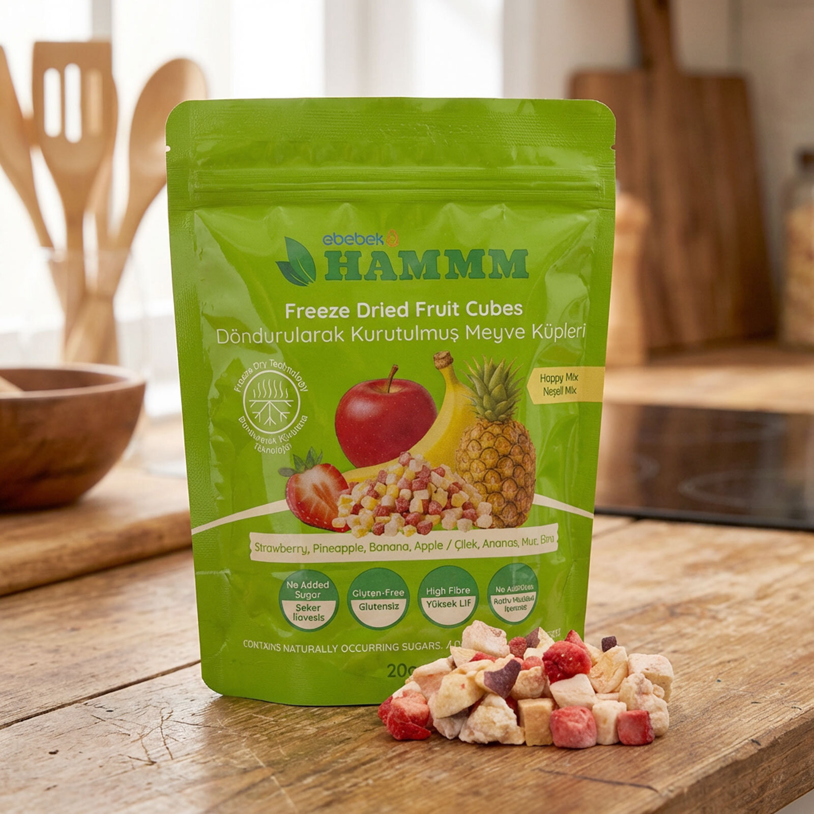 Freeze Dried Happy Mix Çilek Ananas Muz Elma 20gr