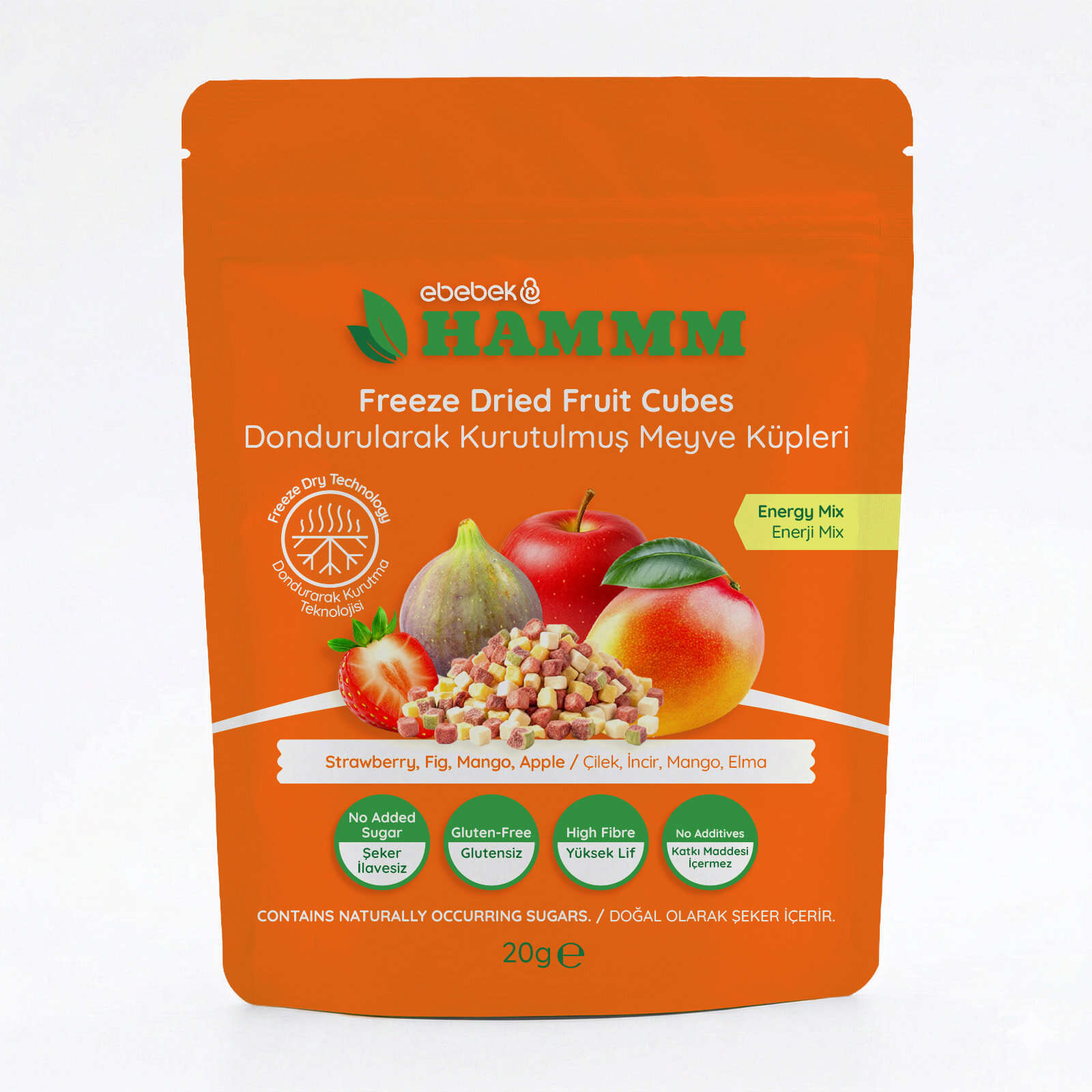 Freeze Dried Energy Mix İncir Çilek Mango Elma 20 gr