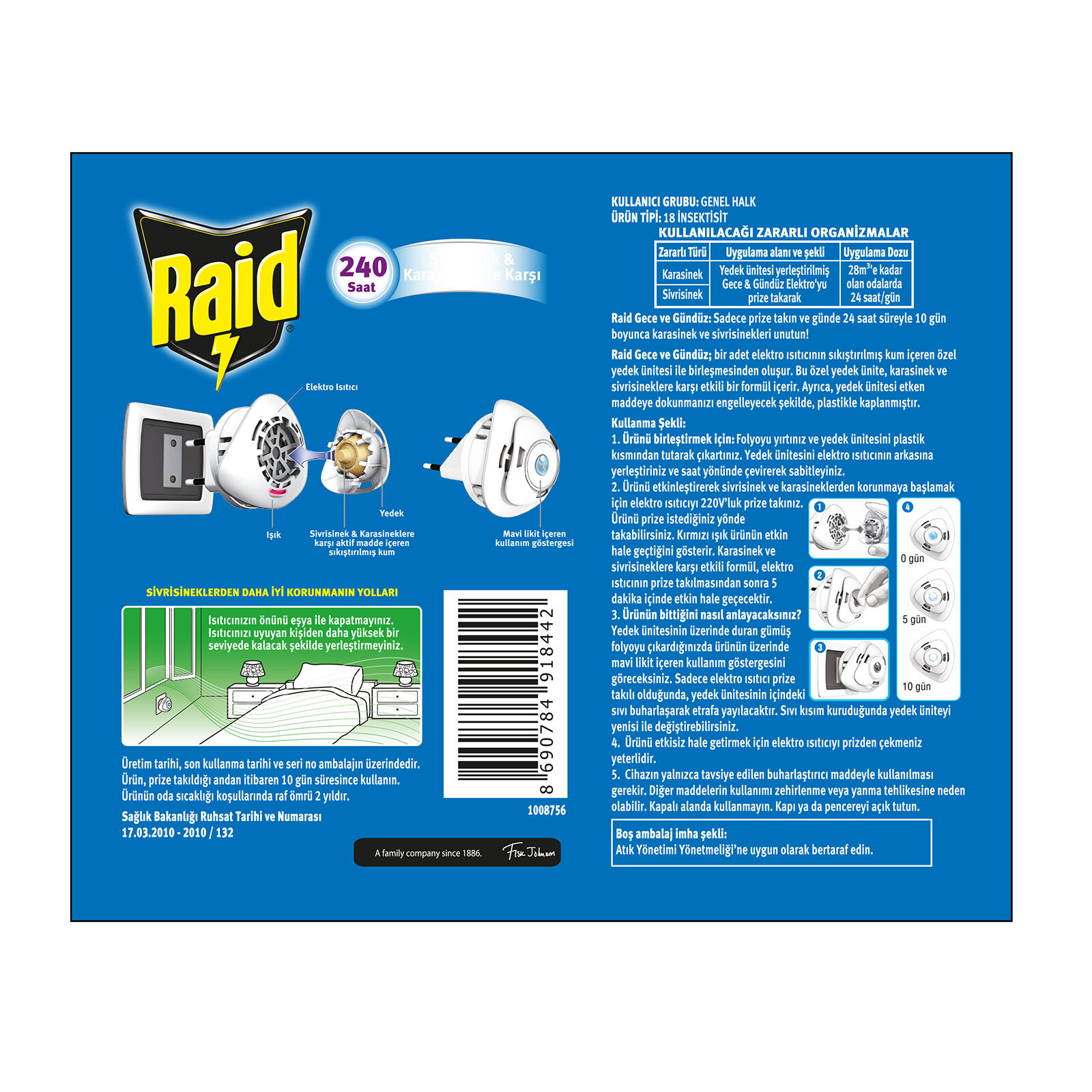 Gece & Gündüz Sistem 2.2 g Elektrikli Sinek Kovucu Cihaz