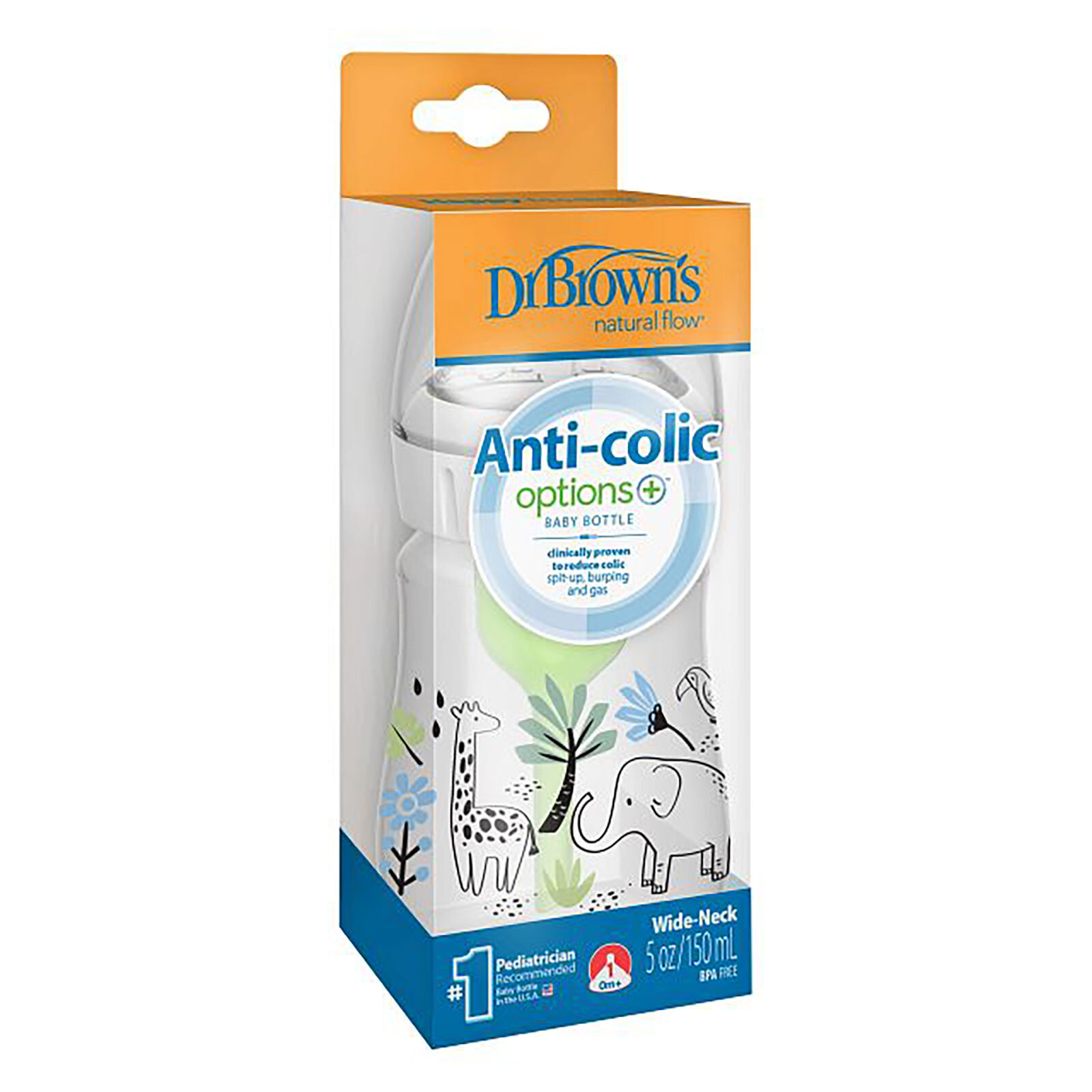 DB 51008 Geniş Ağız Anti-Kolik Options+ 150 ml PP , Orman Fil Desenli DB 51008 Geniş Ağız Anti-Kolik Options+ 150 ml PP , Orman Fil Desenli