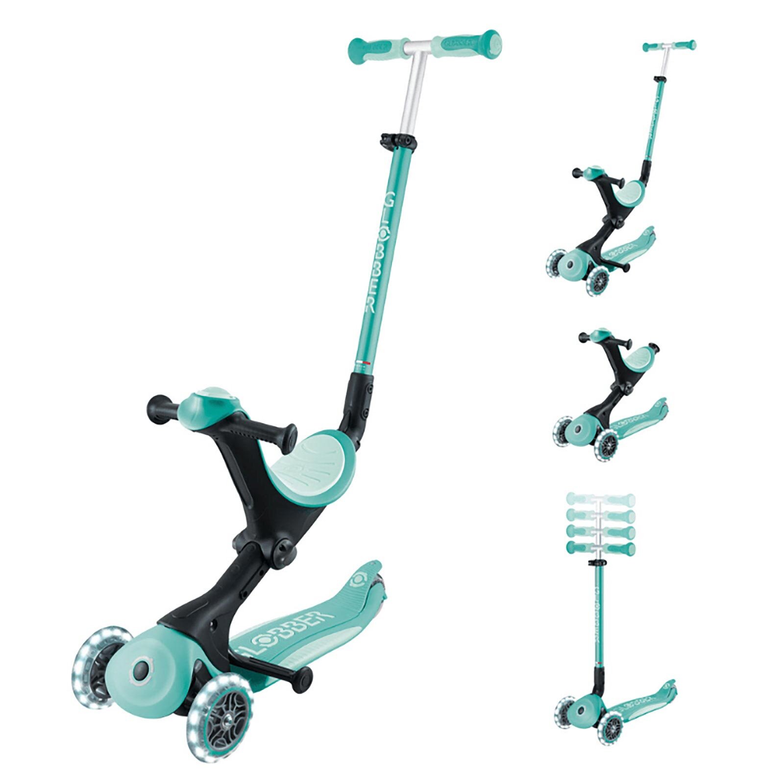Globber Go Up Deluxe Işıklı Scooter-Mint Yeşili - ebebek