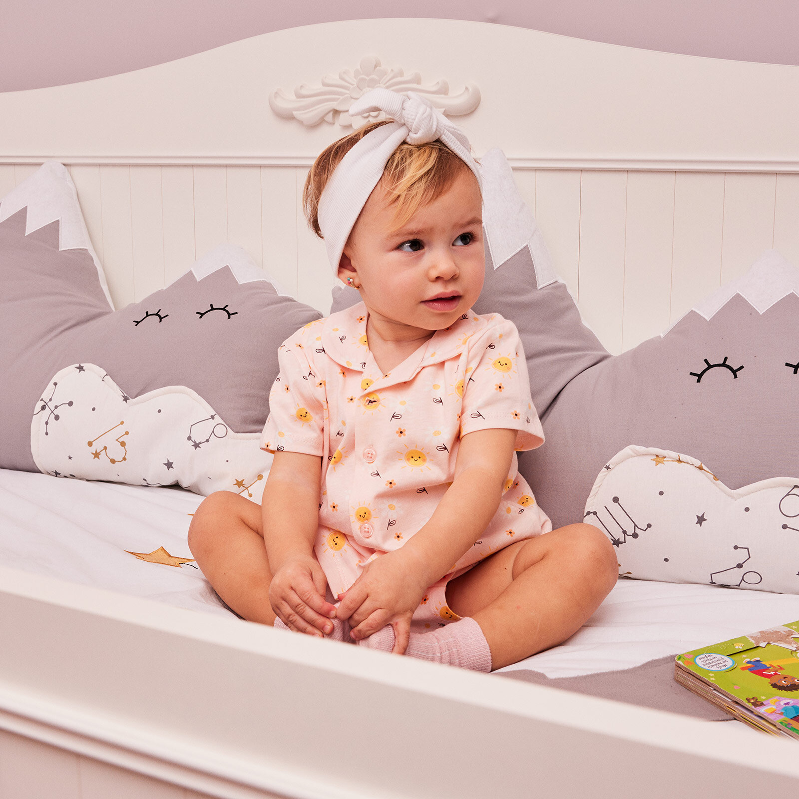 Gömlek Yaka Güneş Desenli Kısa Kol Pijama Takımı