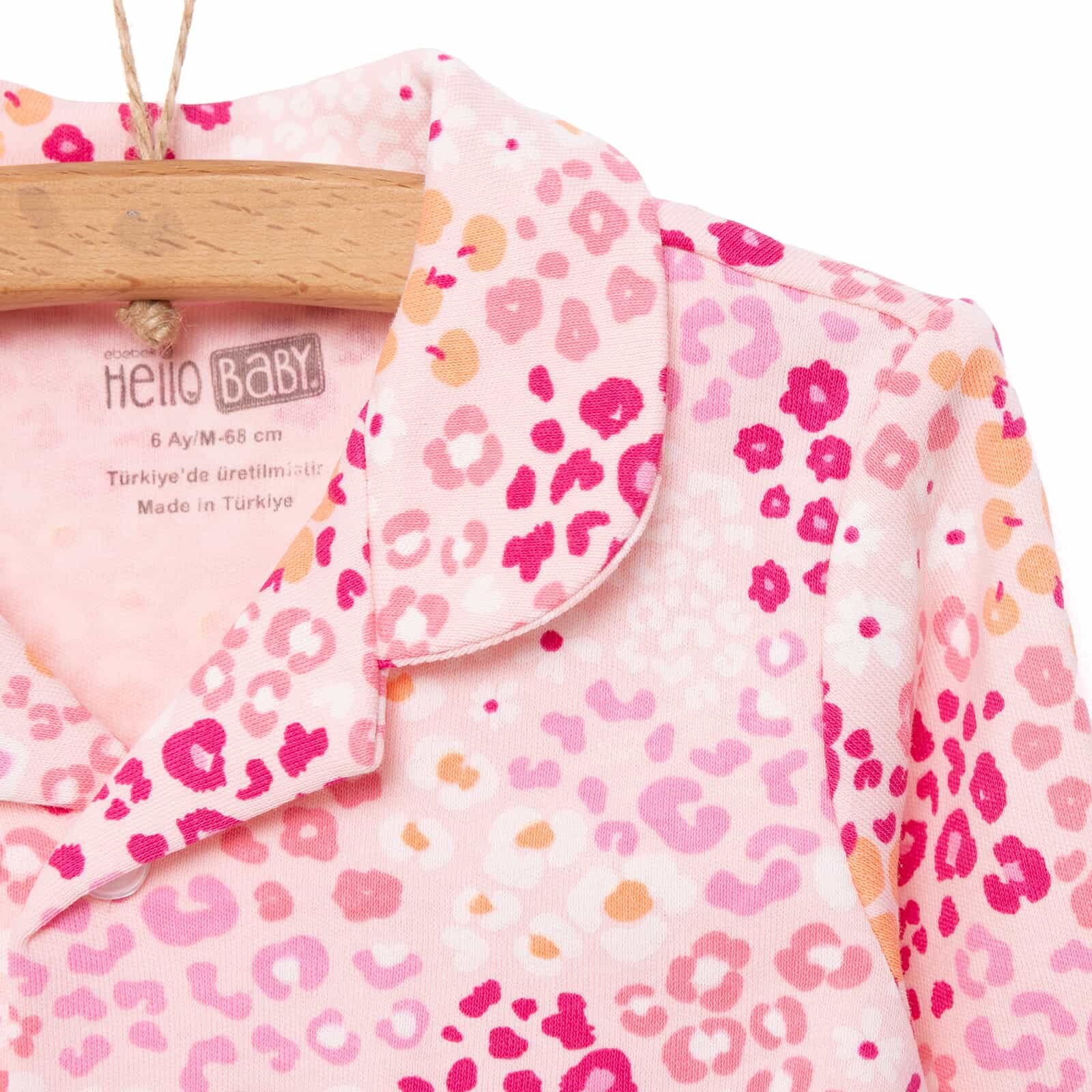 Gömlek Yaka  Mini Çiçek Desen Kız Bebek Pijama Takımı