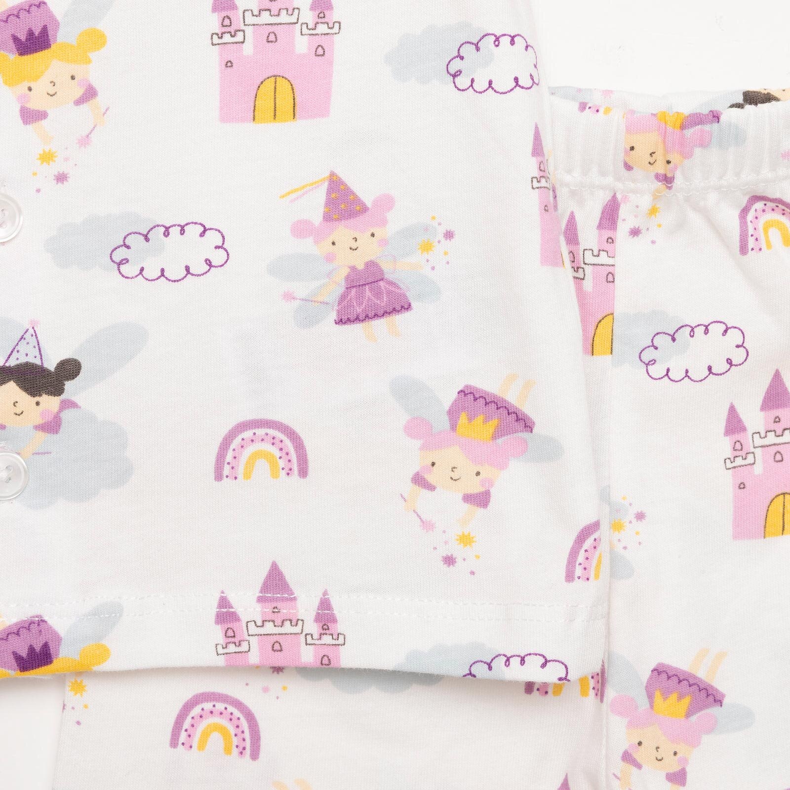 Gömlek Yaka Peri Desenli Kısa Kol Pijama Takımı Gömlek Yaka Peri Desenli Kısa Kol Pijama Takımı