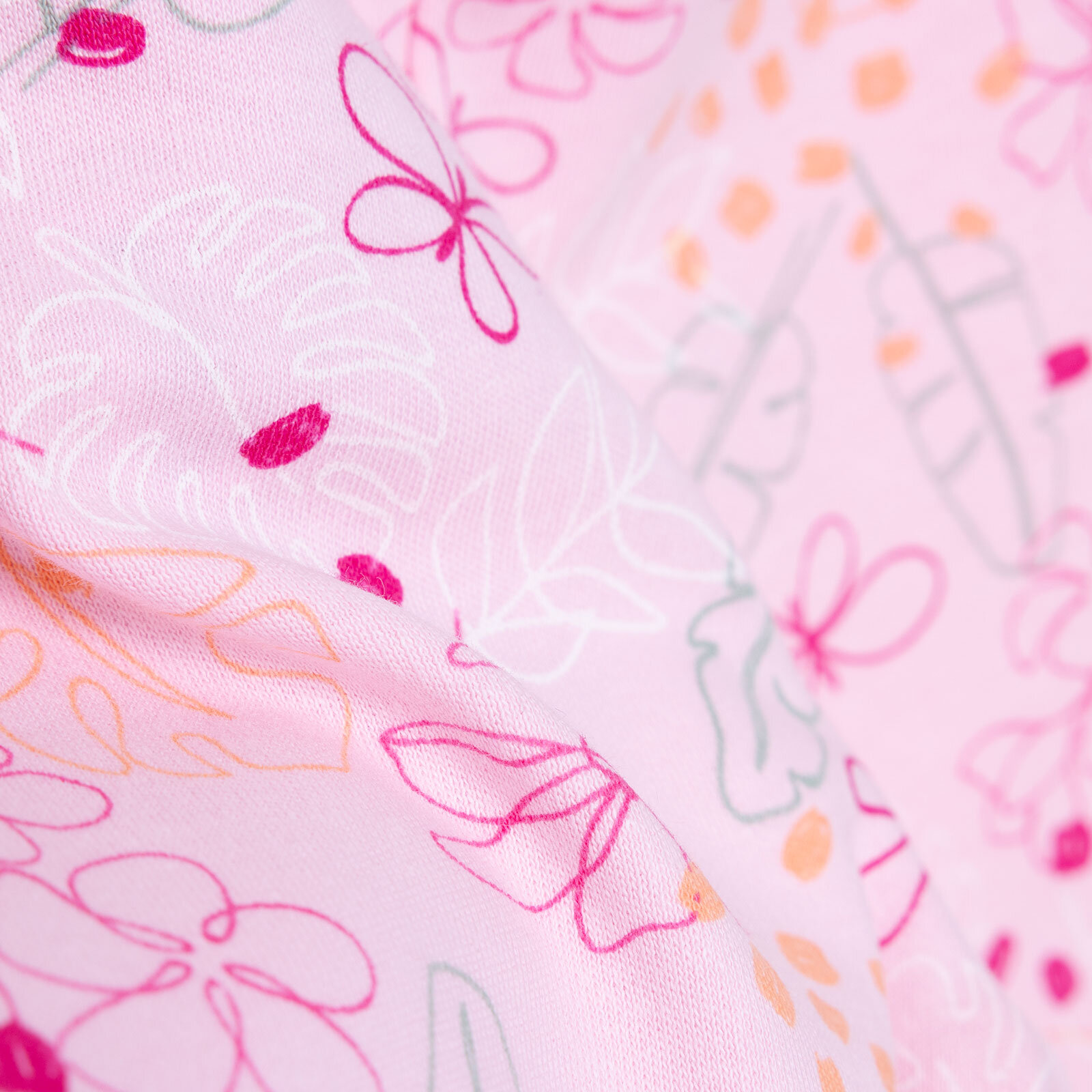 Gömlek Yaka Yaprak Desenli Kız Bebek Pijama Takımı