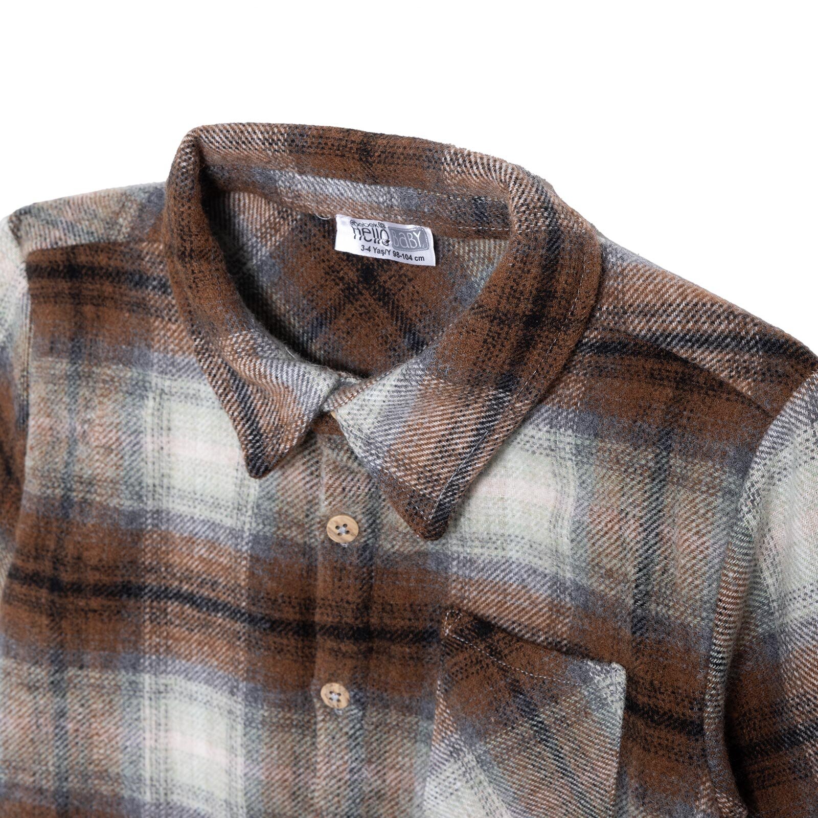 Erkek Bebek Gömlek Düğmeli Kapüşonlu Yaka Uzun Kol Erkek Bebek Gömlek Düğmeli Kapüşonlu Yaka Uzun Kol