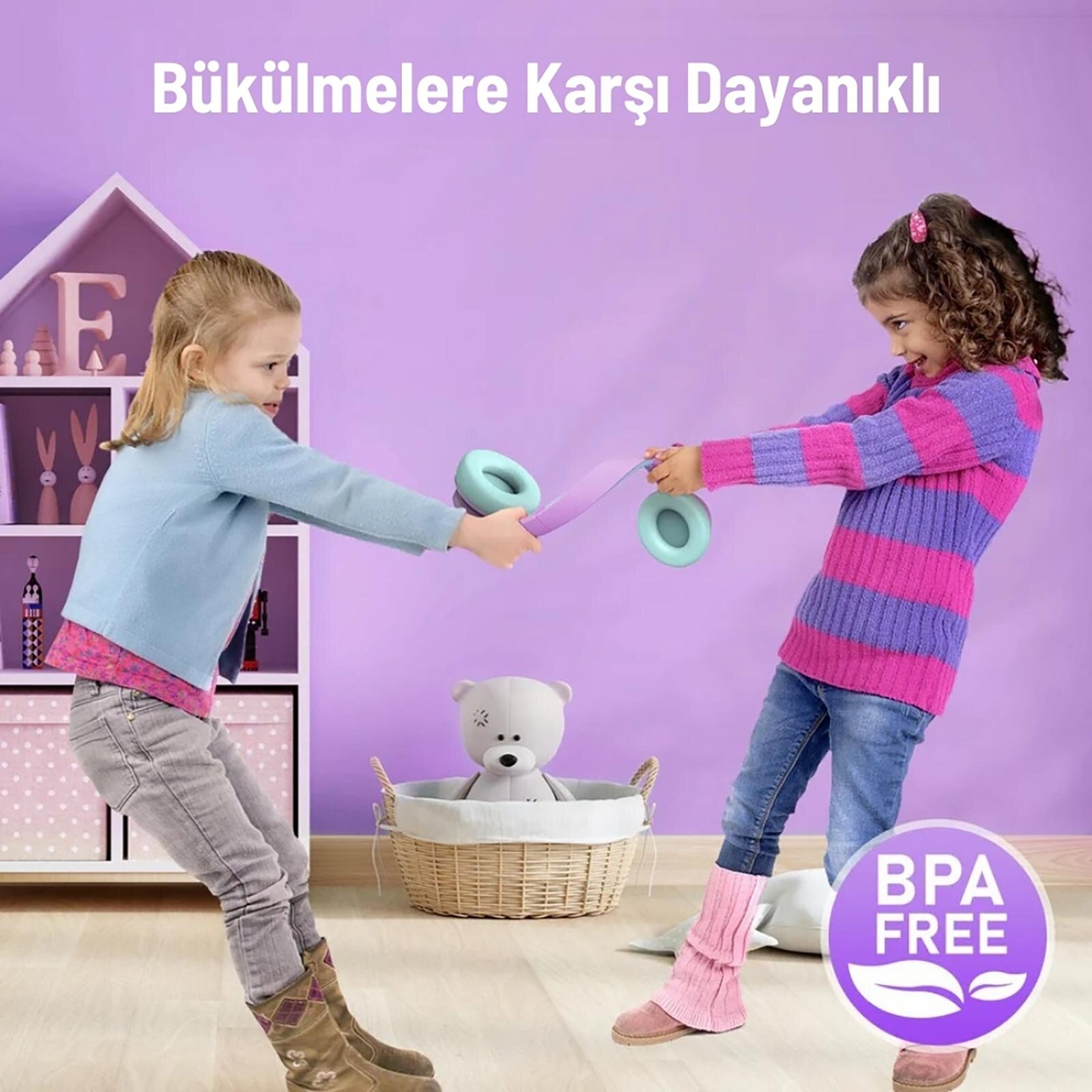 Gürültü Önleyici Ses Sınırlı 60 Saat Oynatma Süreli Bluetooth Çocuk Kulaklığı Lila - BTH Gürültü Önleyici Ses Sınırlı 60 Saat Oynatma Süreli Bluetooth Çocuk Kulaklığı Lila - BTH
