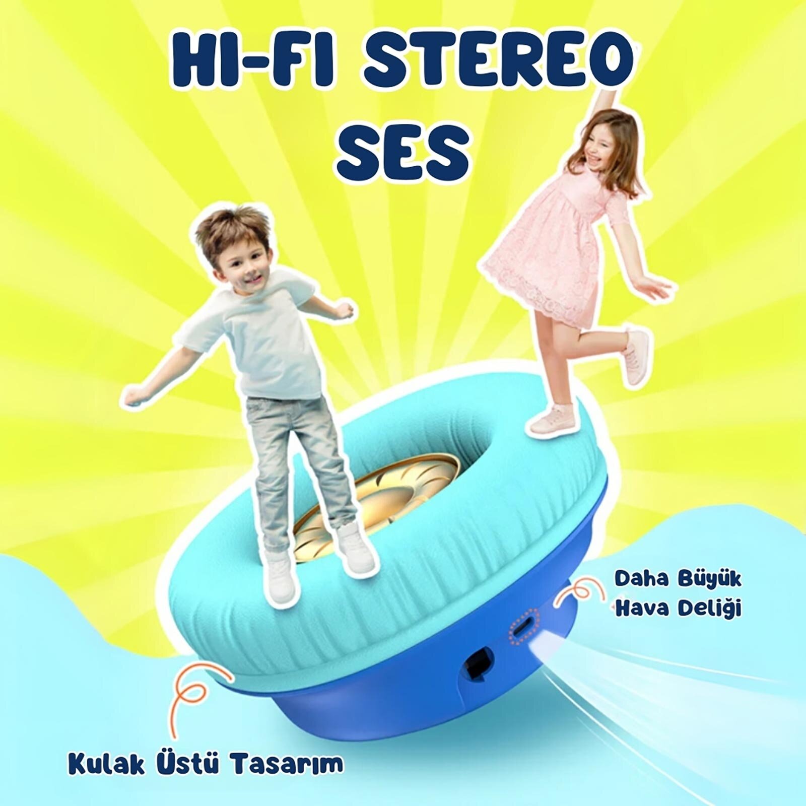 Gürültü Önleyici Ses Sınırlı 60 Saat Oynatma Süreli Bluetooth Çocuk Kulaklığı Mavi BTH 18 Gürültü Önleyici Ses Sınırlı 60 Saat Oynatma Süreli Bluetooth Çocuk Kulaklığı Mavi BTH 18