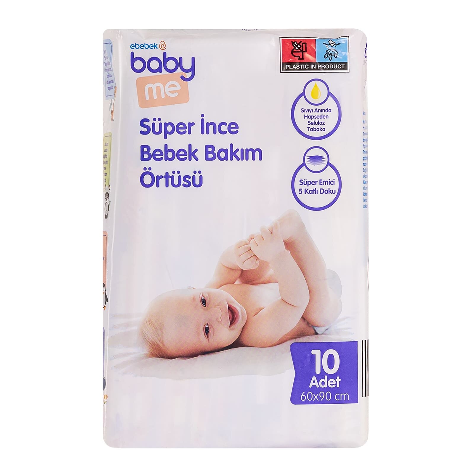 Süper İnce Alt Değiştirme Örtüsü 60x90 cm 10 adet