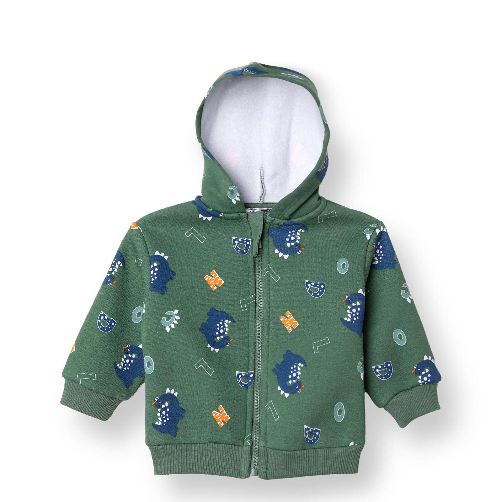 Erkek Bebek Kapüşonlu Hırka Fermuarlı Uzun Kol