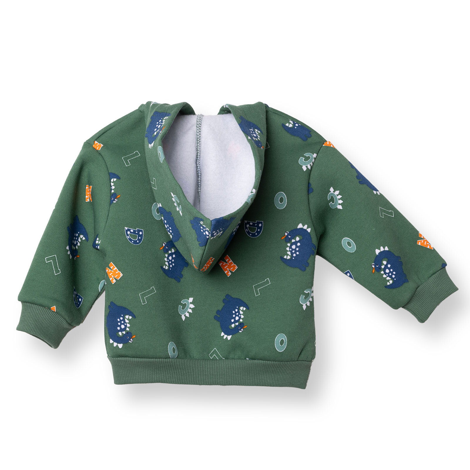 Erkek Bebek Kapüşonlu Hırka Fermuarlı Uzun Kol