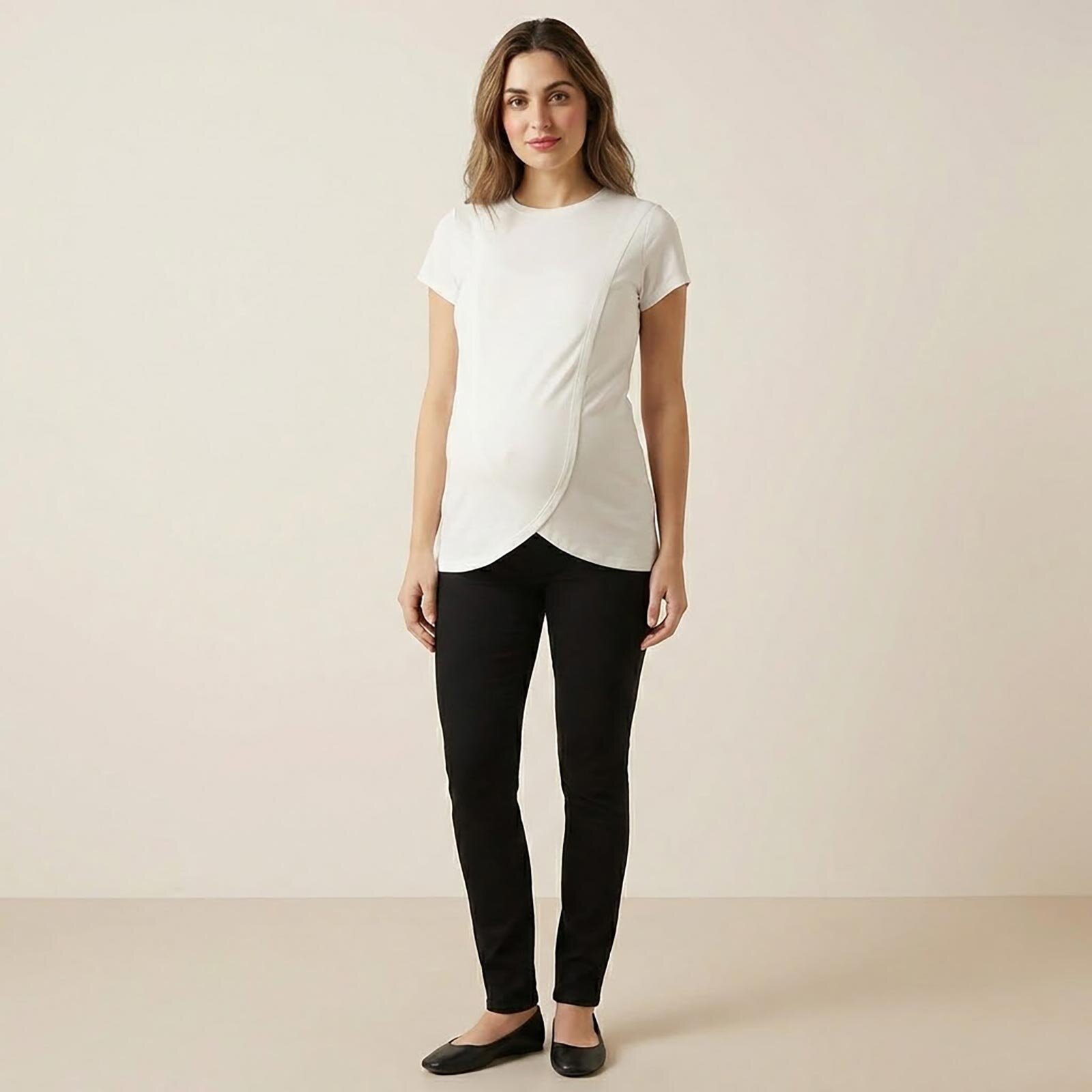 Anne Hamile Kısa Kol Tshirt Bisiklet Yaka Kısa Kol