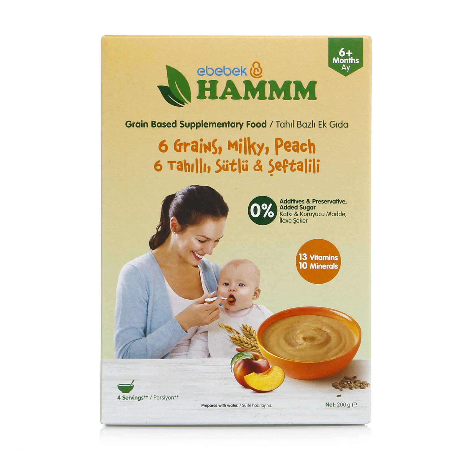 6 Tahıllı Sütlü Şeftalili Kaşık Maması 200 gr