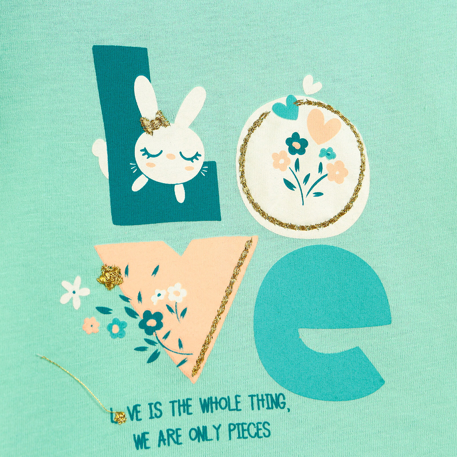 Happy Bunny Kız Bebek Bilekleri Fırfırlı Sweatshirt- Kadife Baskılı Pantolon