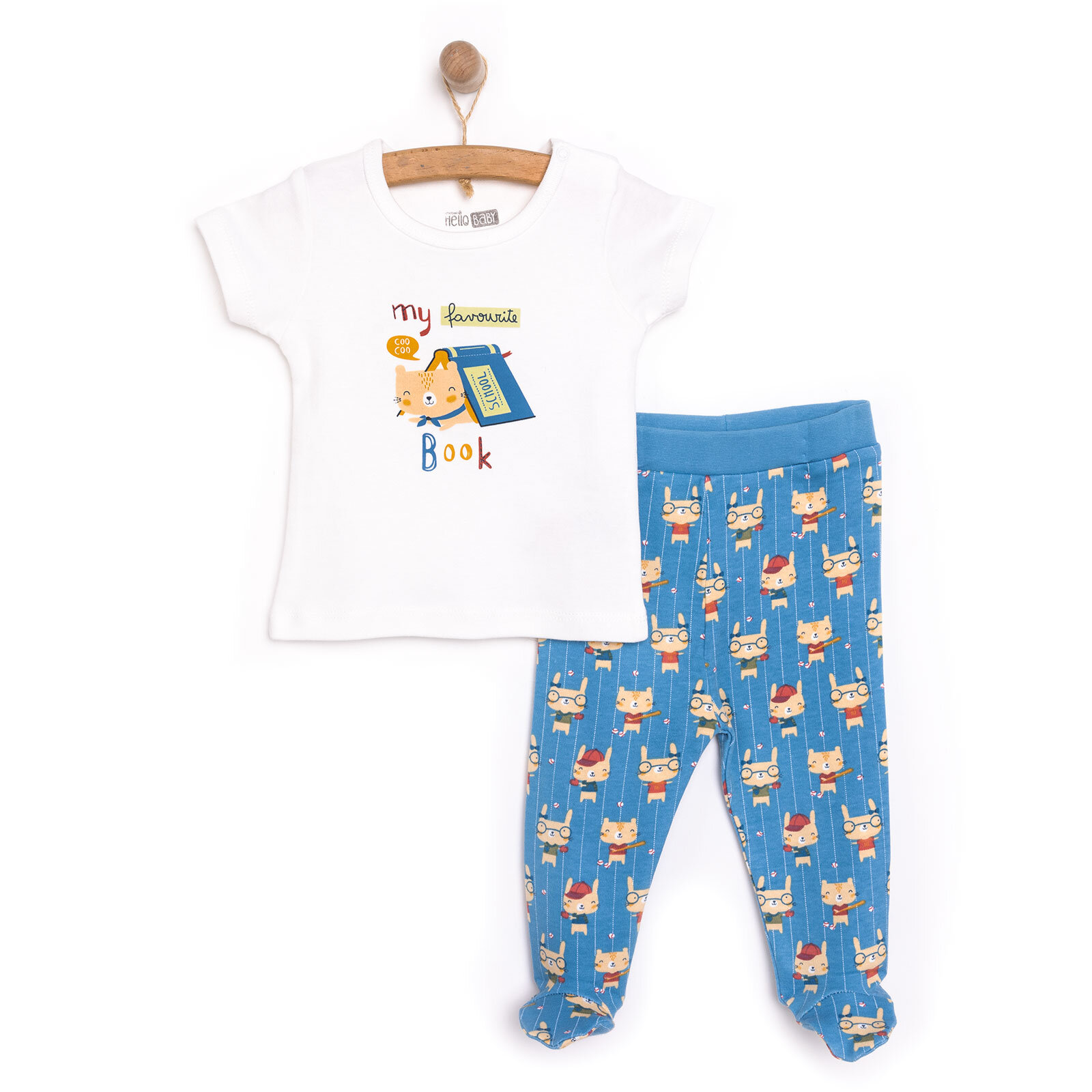 Hayvan Baskılı Yenidoğan Erkek Tshirt-Patikli Alt Erkek Bebek Hayvan Baskılı Yenidoğan Erkek Tshirt-Patikli Alt Erkek Bebek