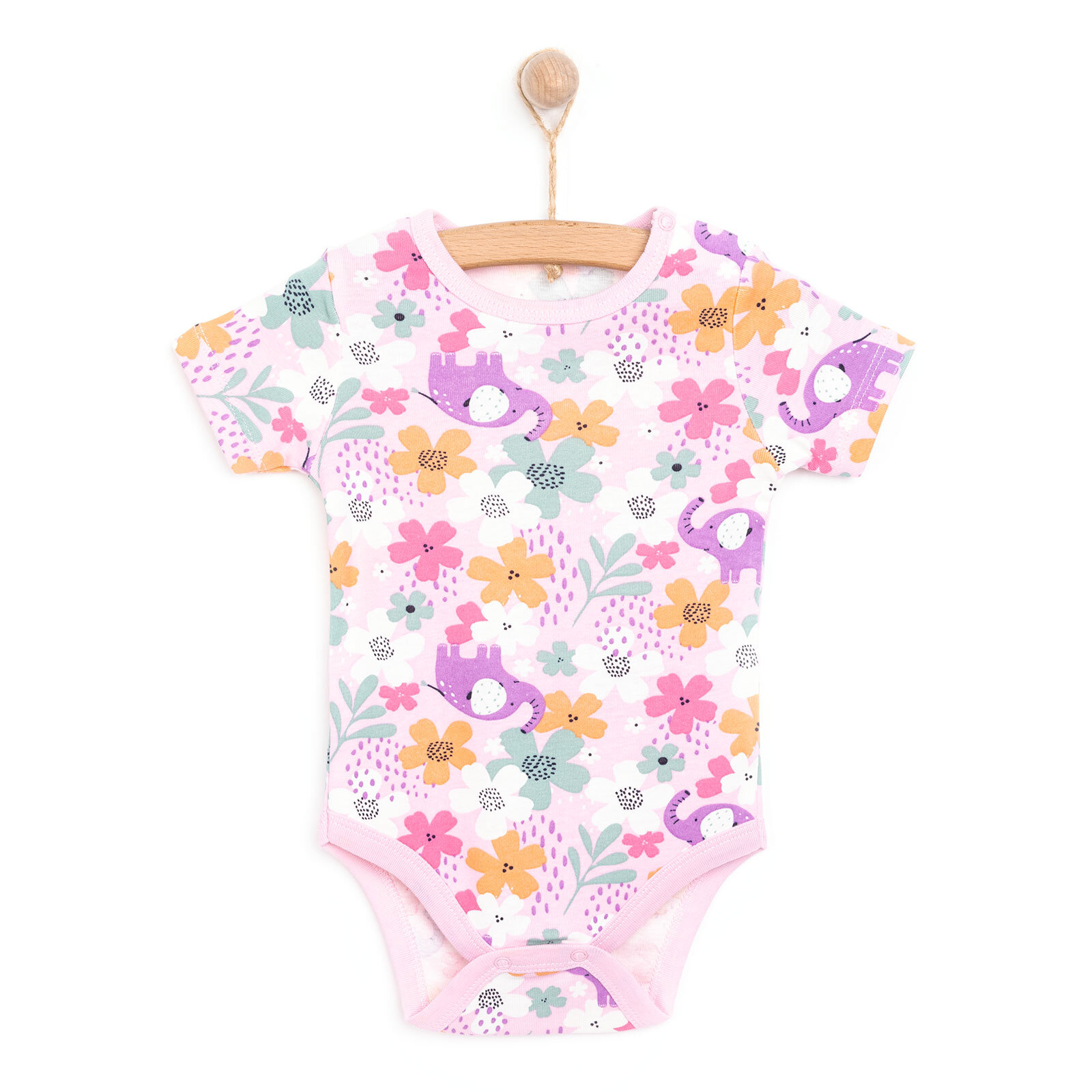 Hayvan Desenli Kısa Kol Body Kız Bebek