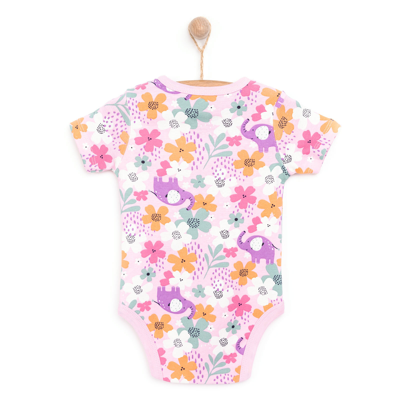 Hayvan Desenli Kısa Kol Body Kız Bebek