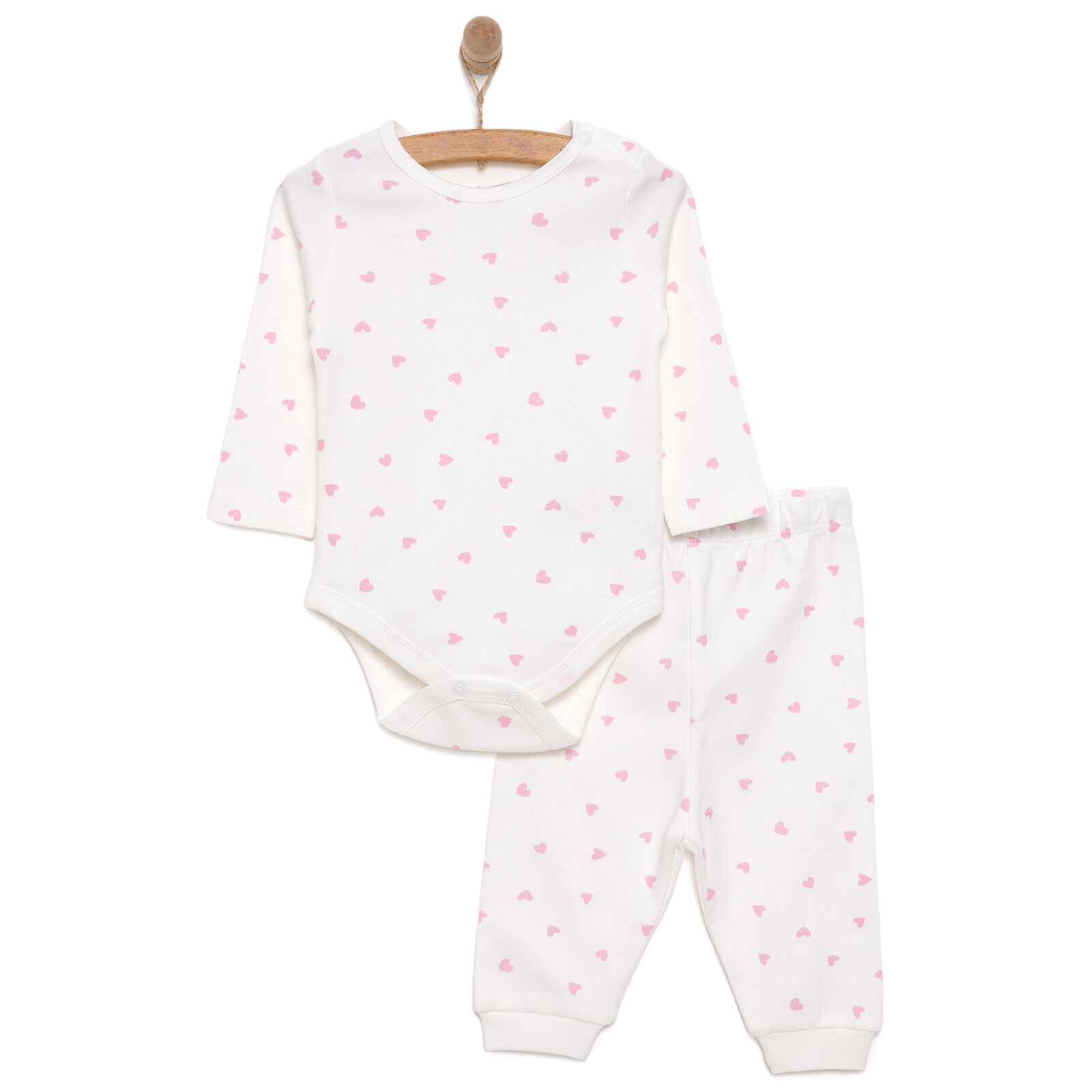 Hayvanlar Baskılı Yenidoğan Kız Body-Patiksiz Alt Çıtçıtlı İnterlok Zarf Yaka Uzun Kol Ekru