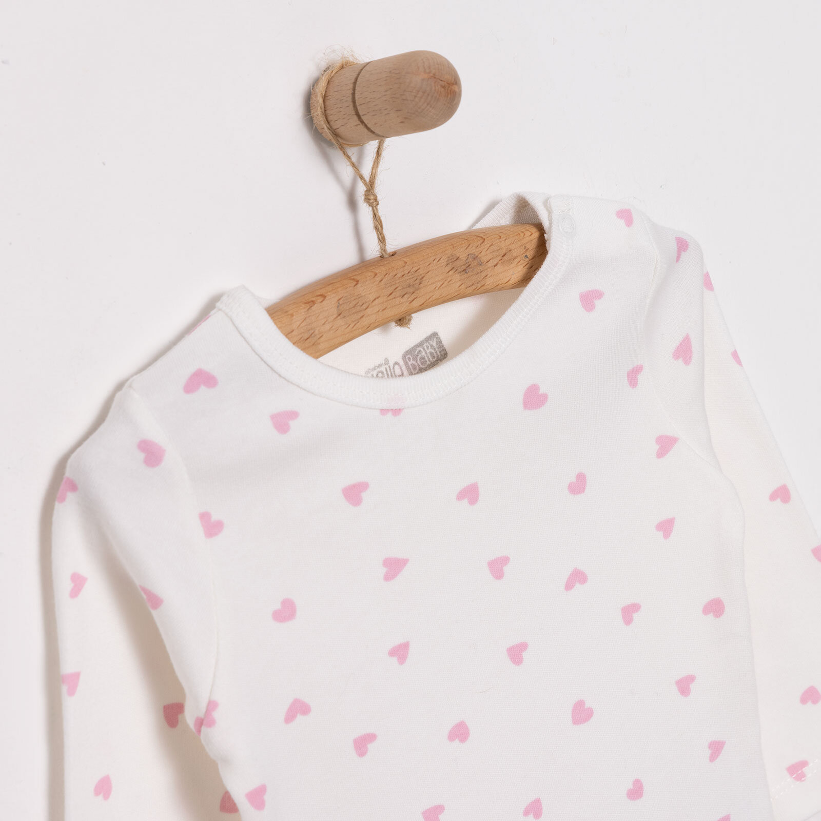 Hayvanlar Baskılı Yenidoğan Kız Body-Patiksiz Alt Çıtçıtlı İnterlok Zarf Yaka Uzun Kol Ekru