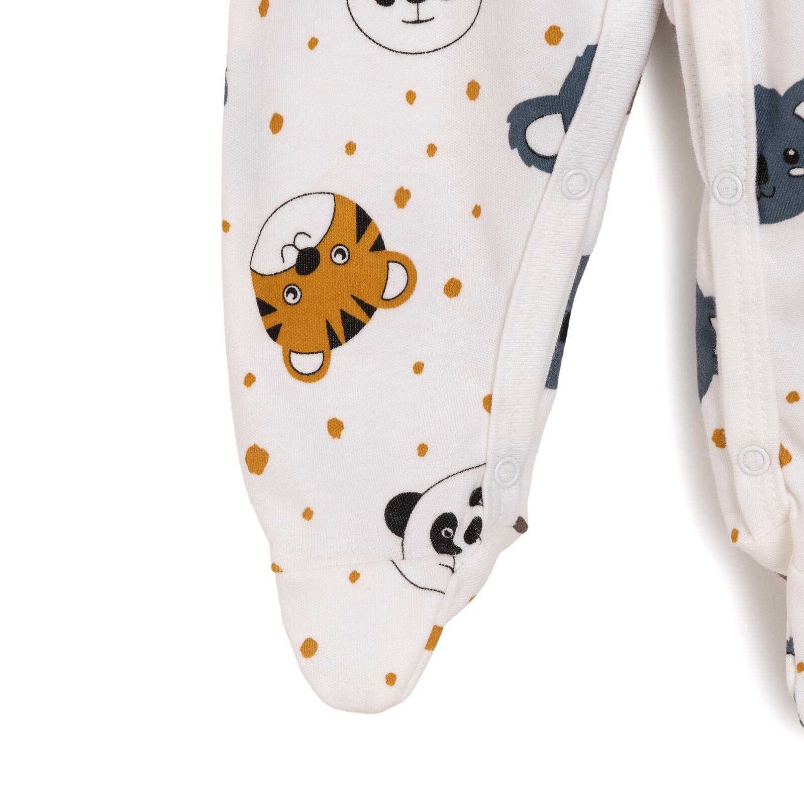 Hayvanlar Baskılı Yenidoğan Tulum-Şapka Erkek Bebek