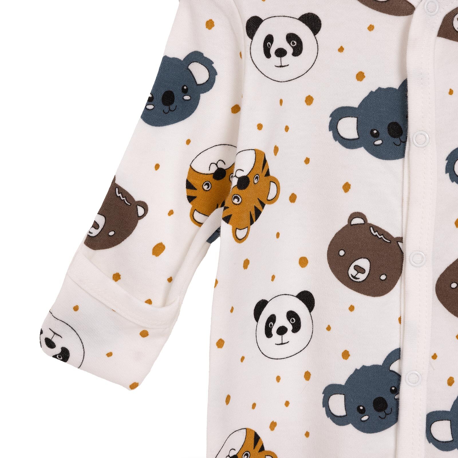 Hayvanlar Baskılı Yenidoğan Tulum-Şapka Erkek Bebek