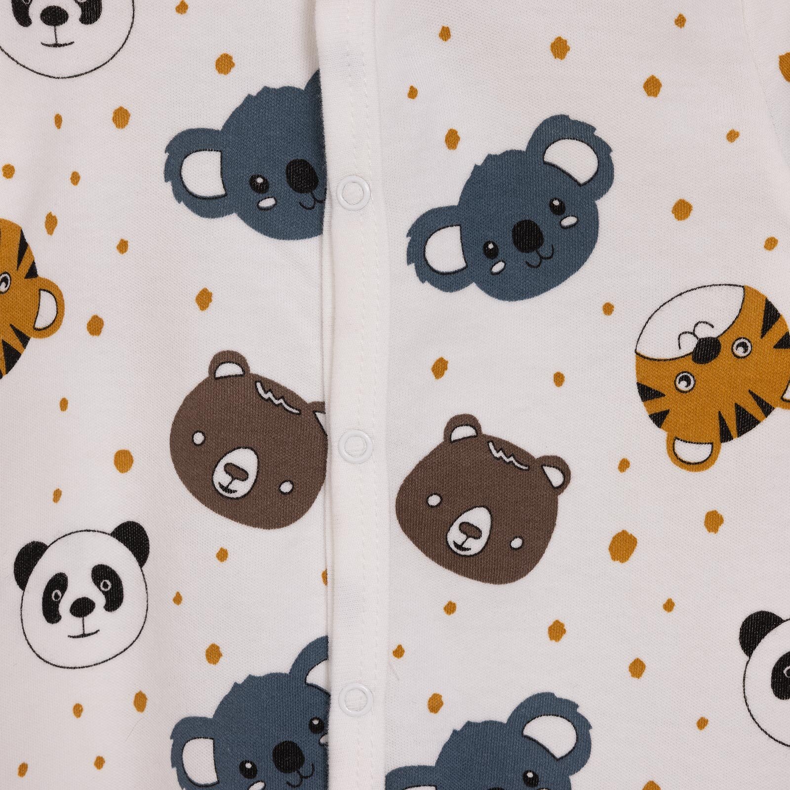 Hayvanlar Baskılı Yenidoğan Tulum-Şapka Erkek Bebek