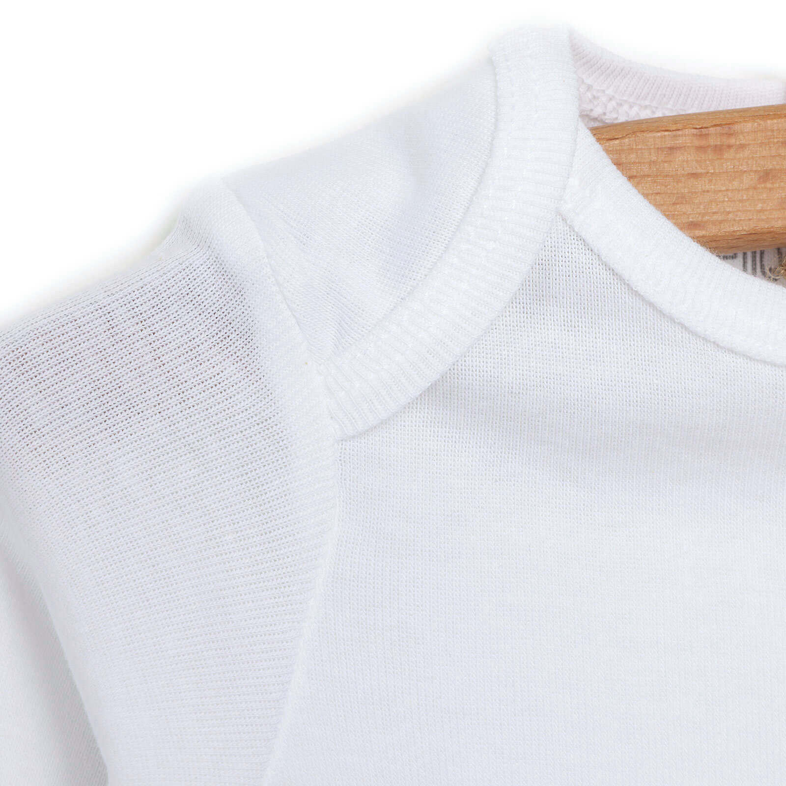 Unisex 5'li Uzun Kollu Body Ribana Kumaş Çıtçıtlı Zıbın Zarf Yaka Uzun Kollu Beyaz