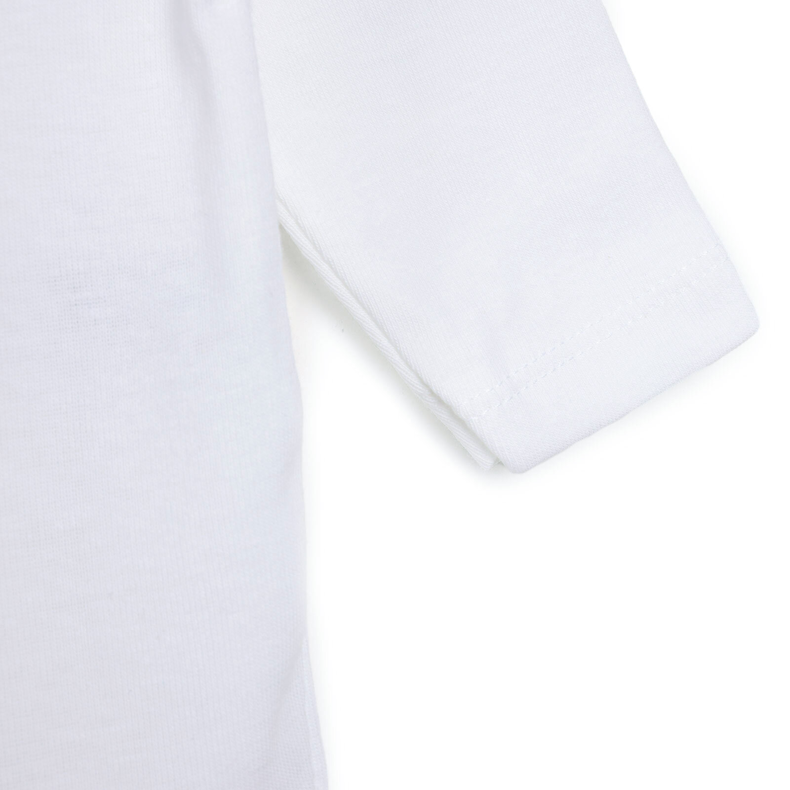 Unisex 5'li Uzun Kollu Body Ribana Kumaş Çıtçıtlı Zıbın Zarf Yaka Uzun Kollu Beyaz