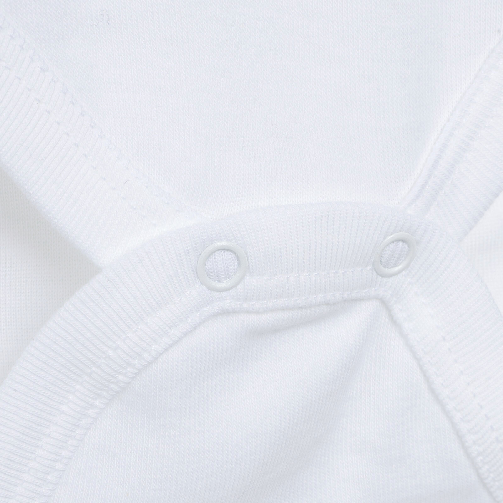 Unisex 5'li Uzun Kollu Body Ribana Kumaş Çıtçıtlı Zıbın Zarf Yaka Uzun Kollu Beyaz