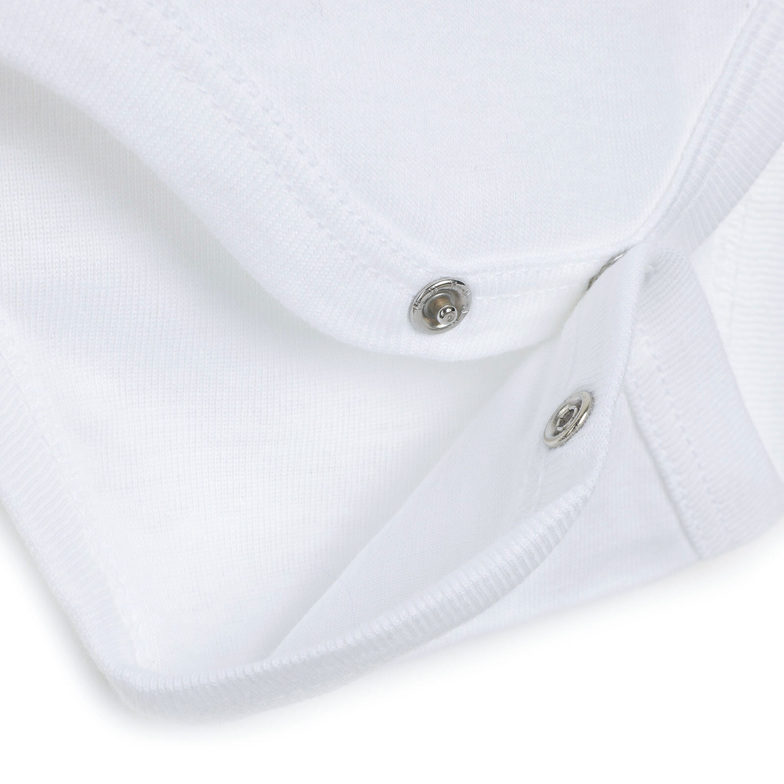 Unisex 5'li Uzun Kollu Body Ribana Kumaş Çıtçıtlı Zıbın Zarf Yaka Uzun Kollu Beyaz